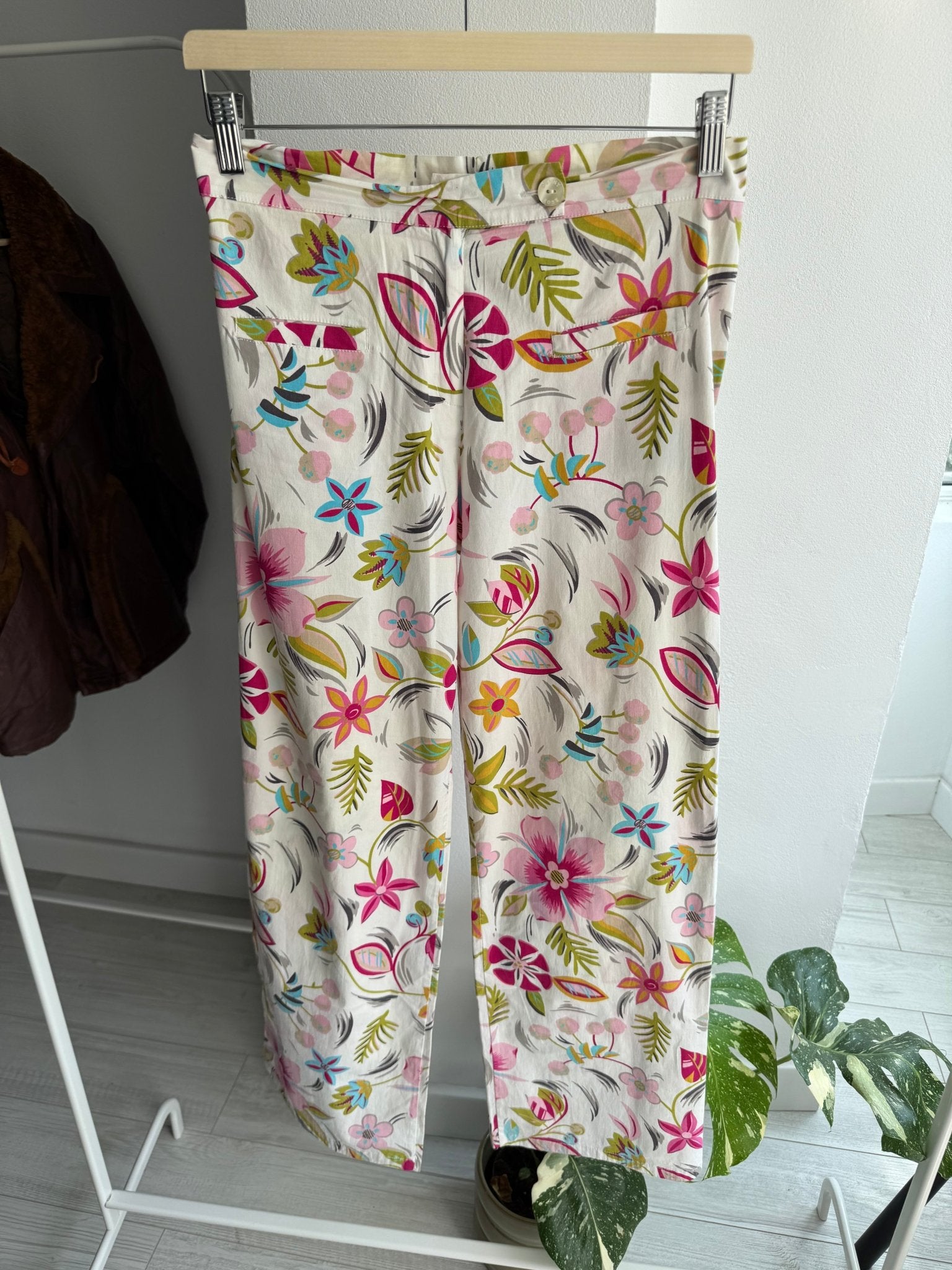🌷 Pantaloni Y2K Floral Printed – L Damă – Made in Italy - anbracaminte