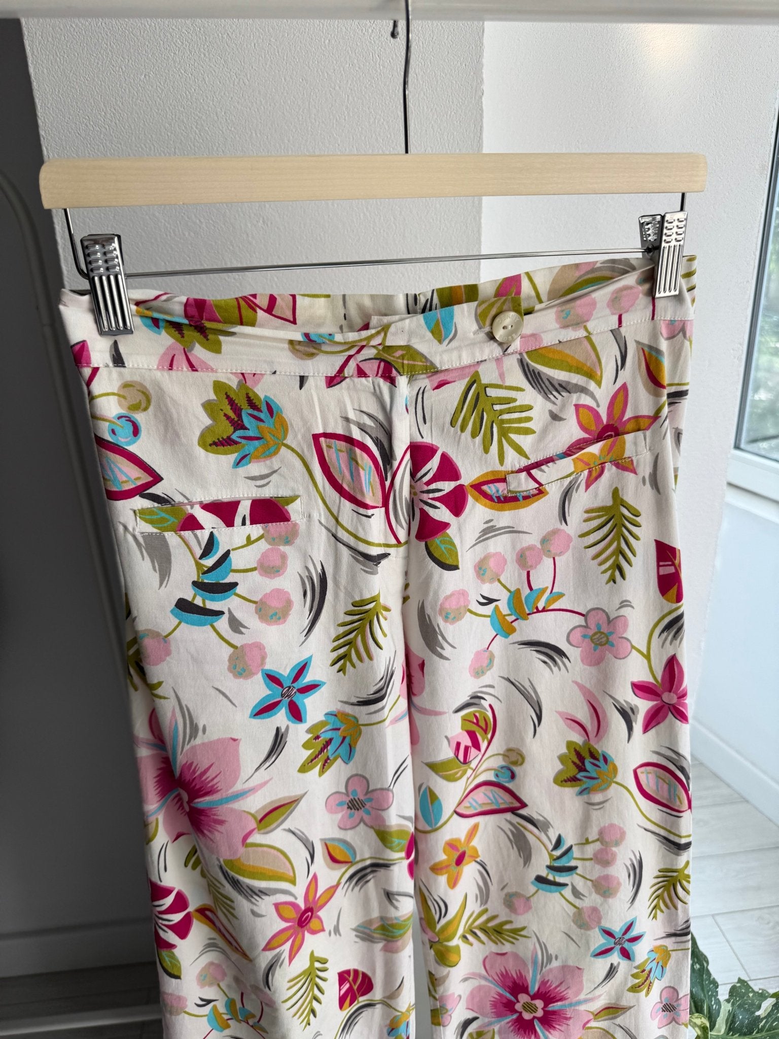🌷 Pantaloni Y2K Floral Printed – L Damă – Made in Italy - anbracaminte