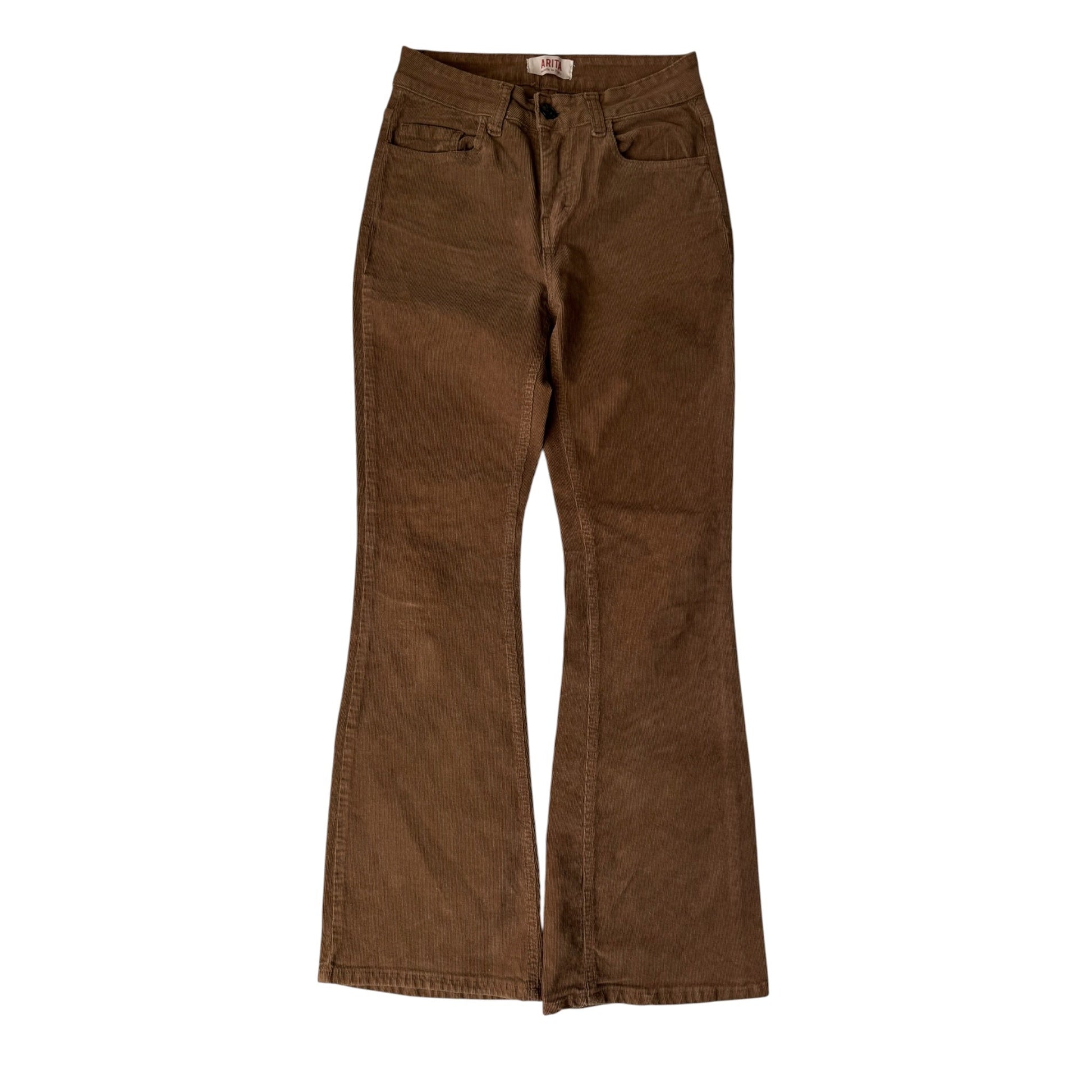 🤠 Pantaloni Y2K Maro Flared din Catifea Reiată – XS Damă – Made in Italy - anbracaminte