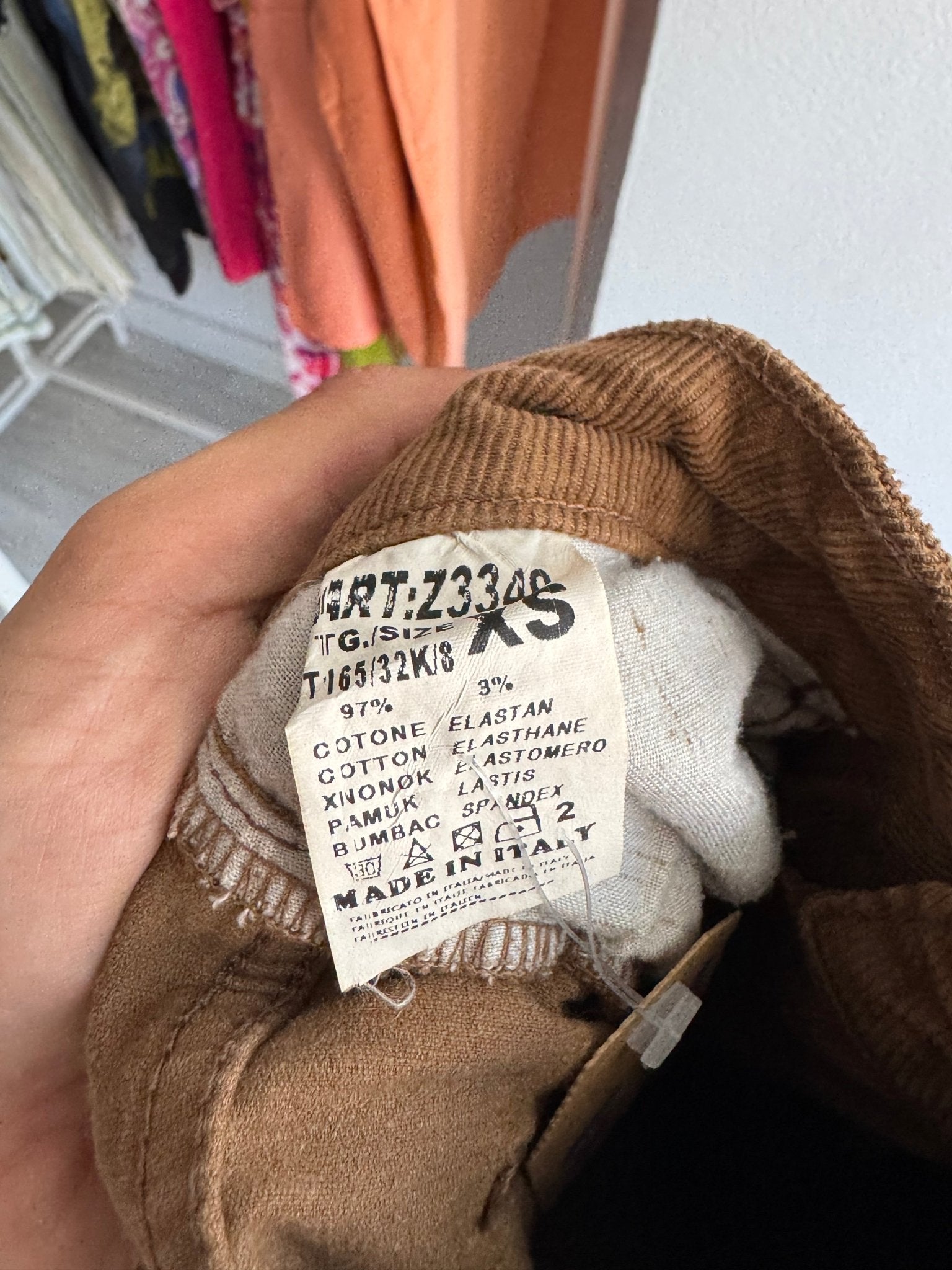 🤠 Pantaloni Y2K Maro Flared din Catifea Reiată – XS Damă – Made in Italy - anbracaminte