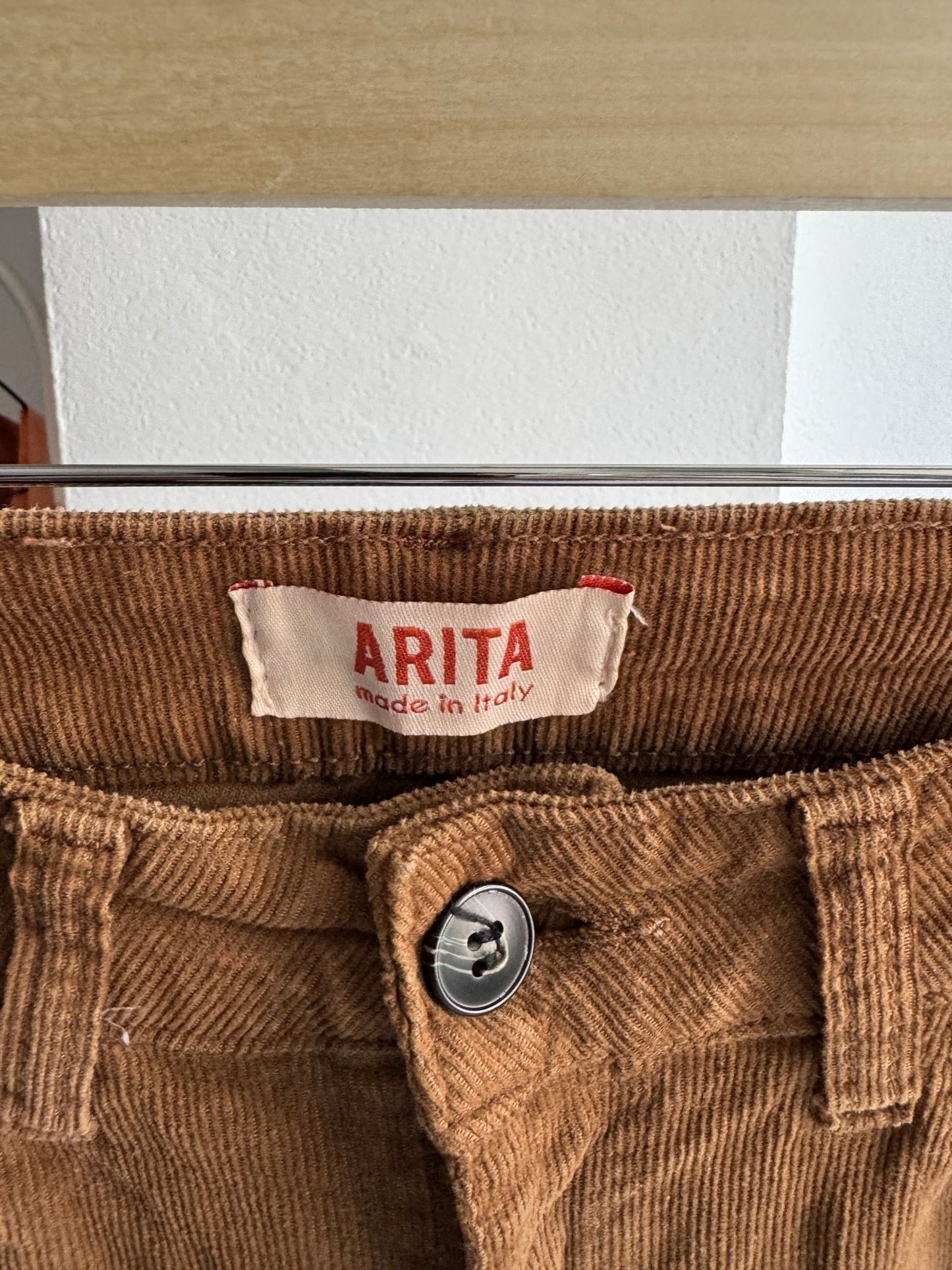🤠 Pantaloni Y2K Maro Flared din Catifea Reiată – XS Damă – Made in Italy - anbracaminte