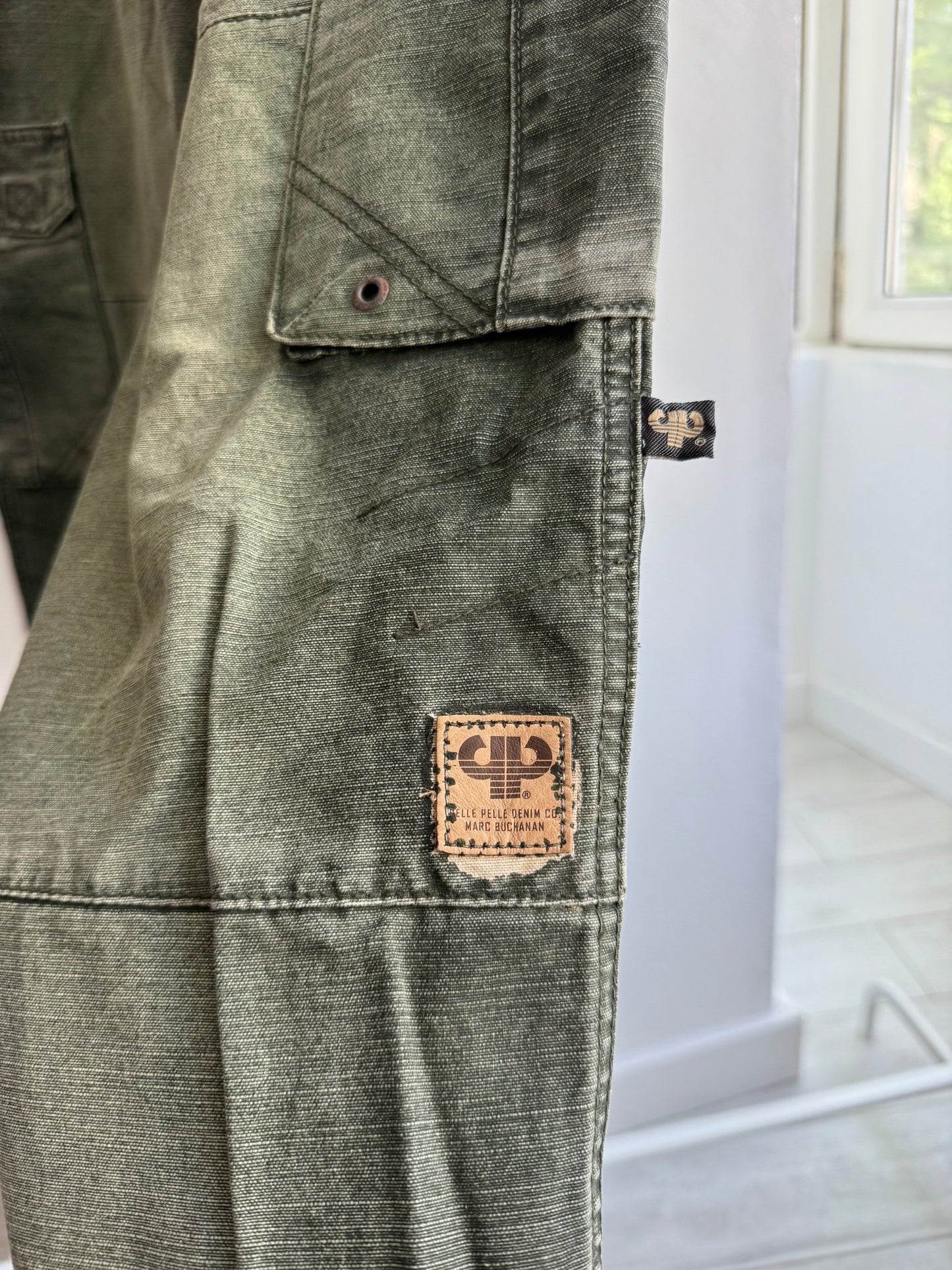 🪖 Pantaloni Y2K Pelle Pelle Washed Green Parachute – W34xL34 - anbracaminte