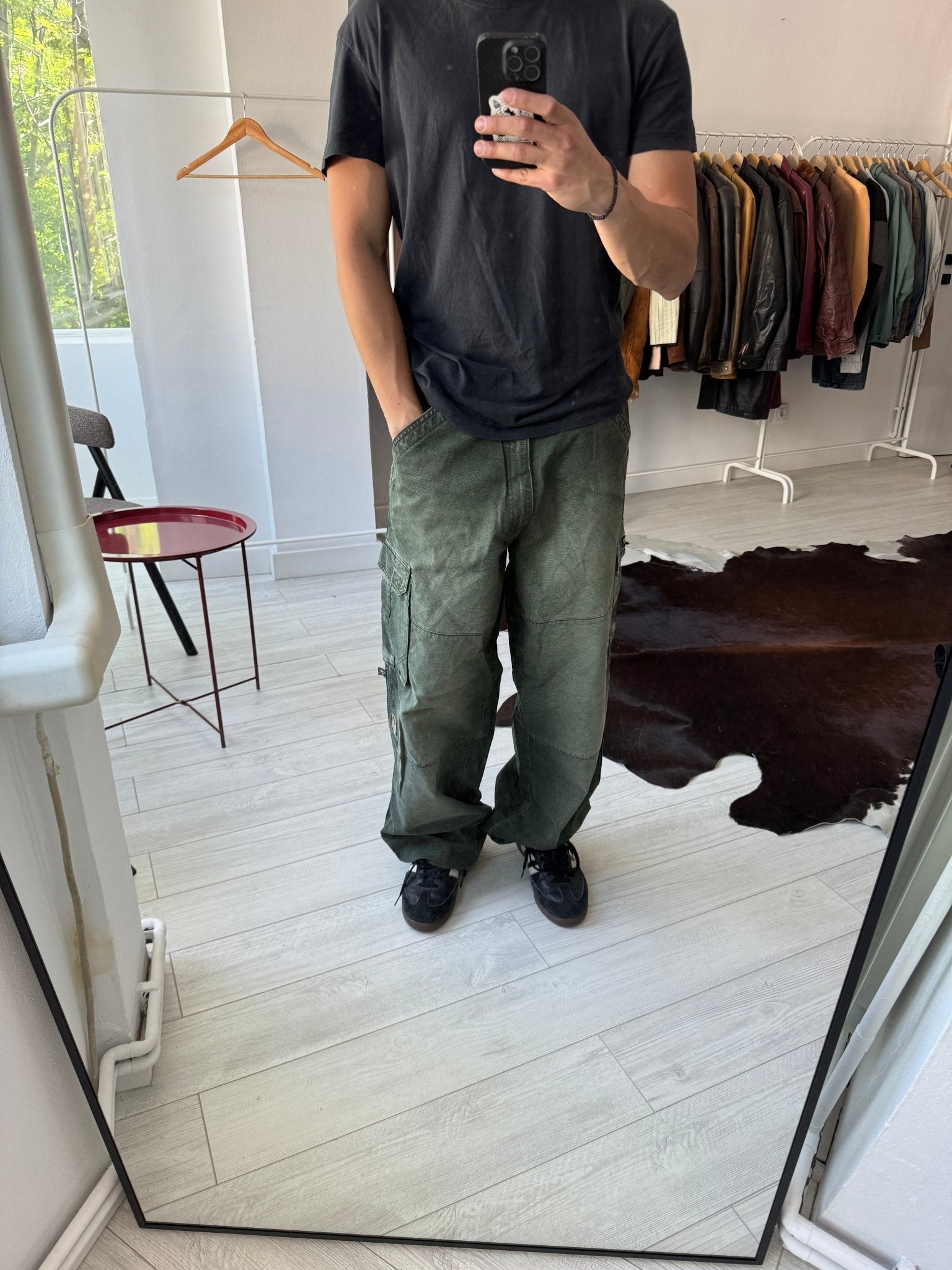 🪖 Pantaloni Y2K Pelle Pelle Washed Green Parachute – W34xL34 - anbracaminte