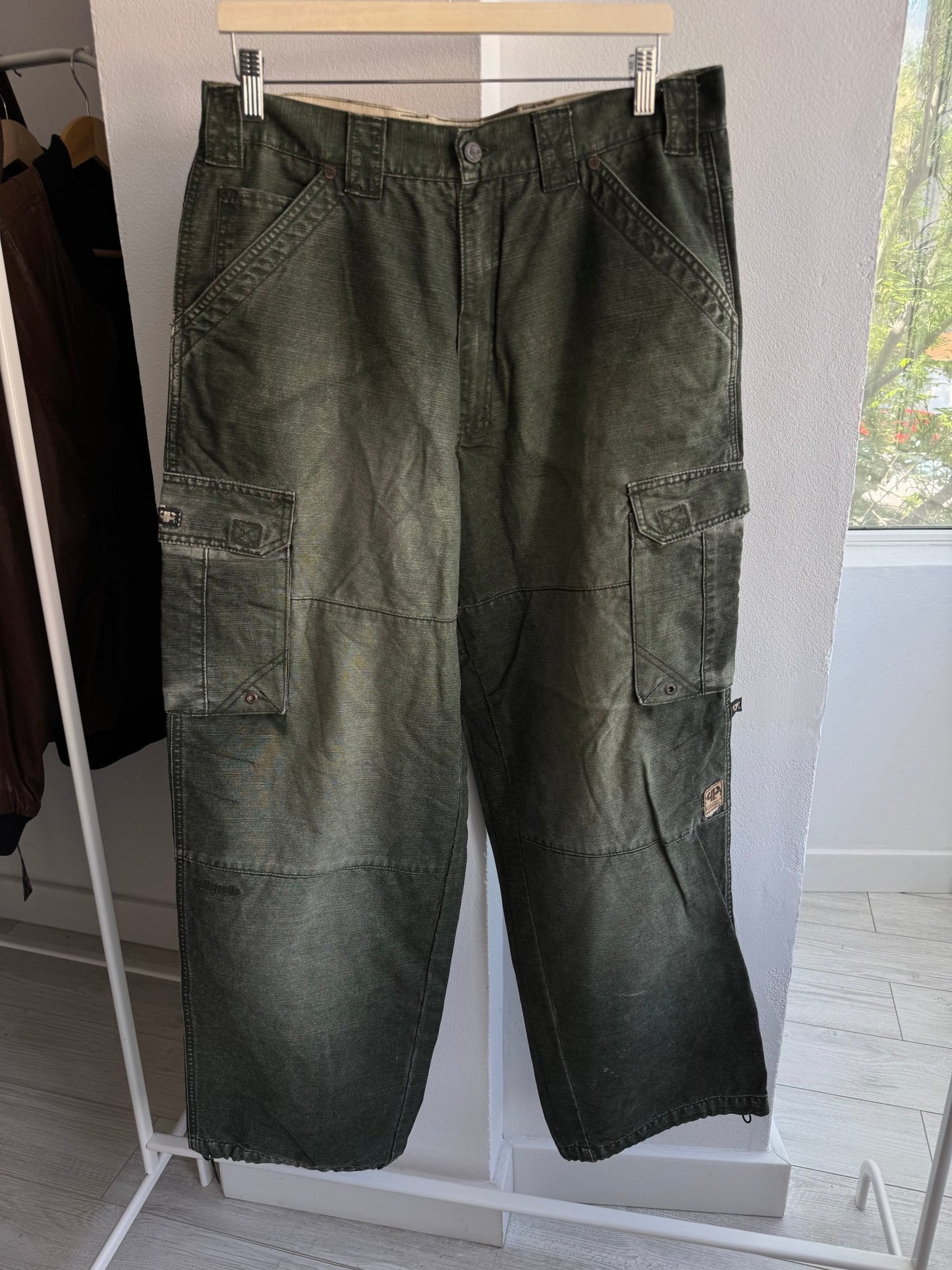 🪖 Pantaloni Y2K Pelle Pelle Washed Green Parachute – W34xL34 - anbracaminte