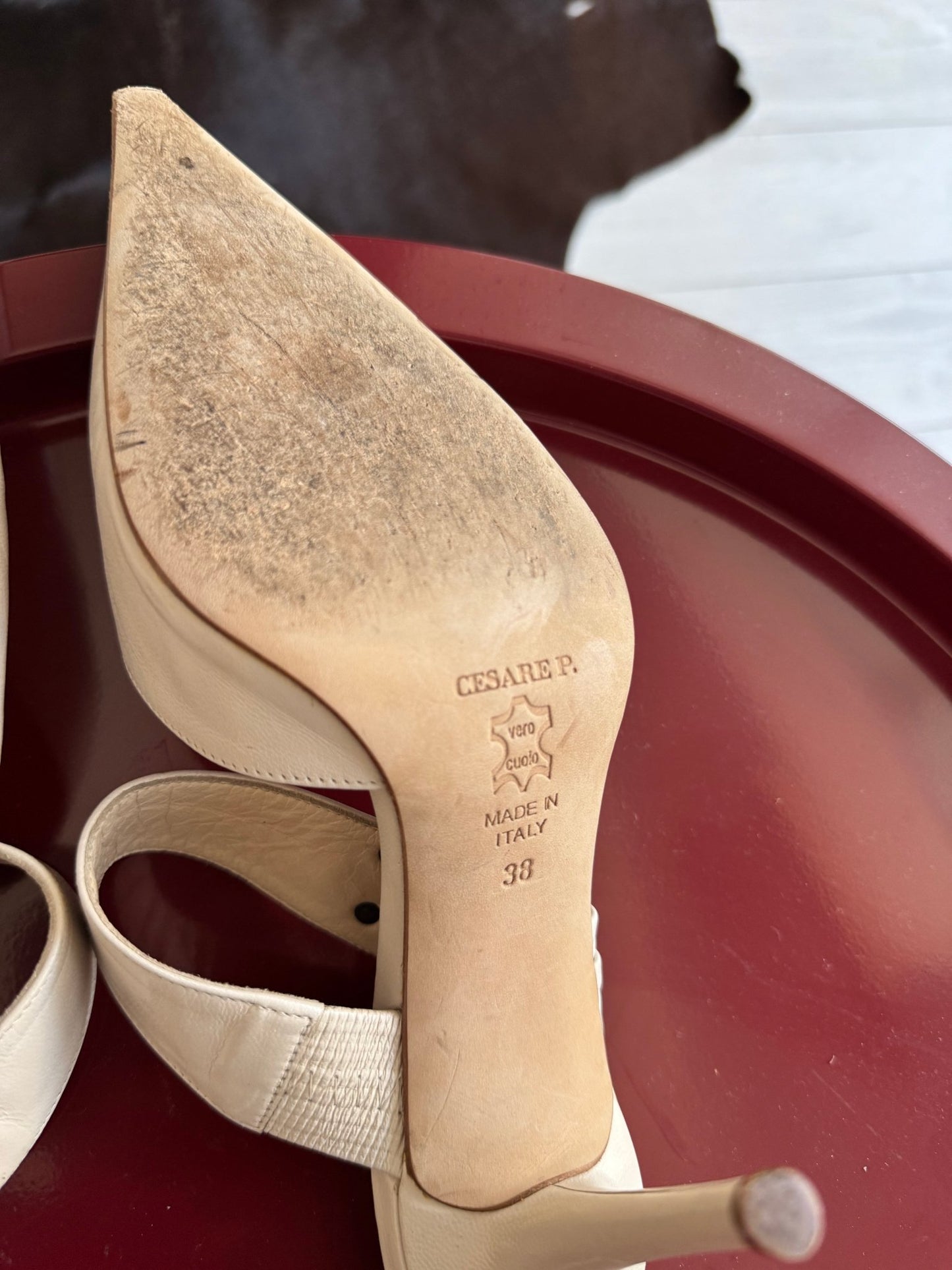 🤍 Pantofi Y2K Cesare Paciotti White Leather Mules – EU 38 – Made in Italy - anbracaminte