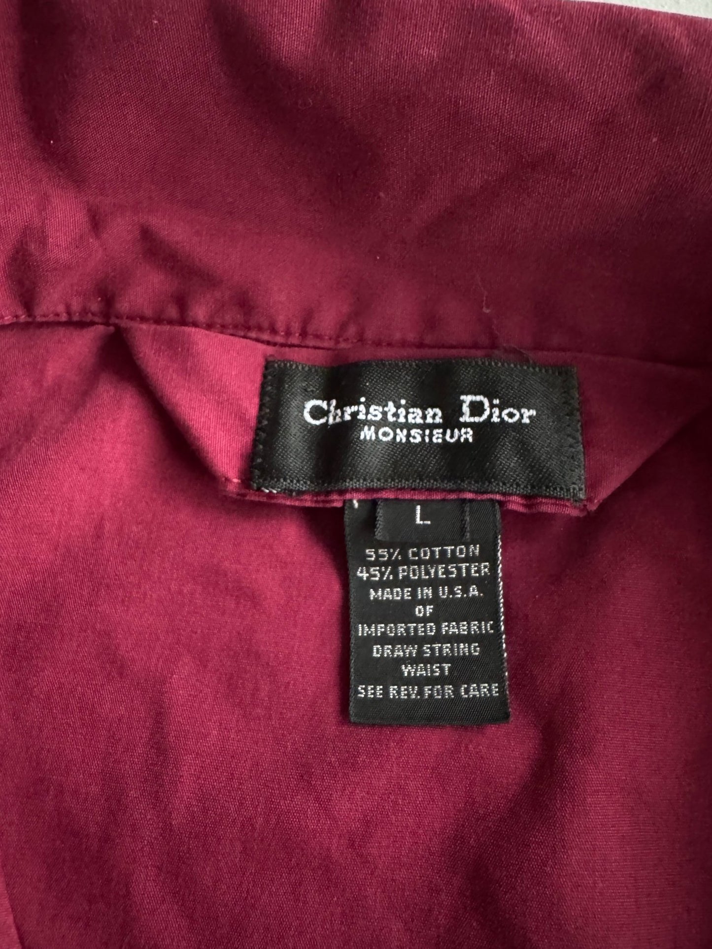 🛌 Pijamale Vintage Christian Dior Monsieur – Burgundy – Mărime L - anbracaminte