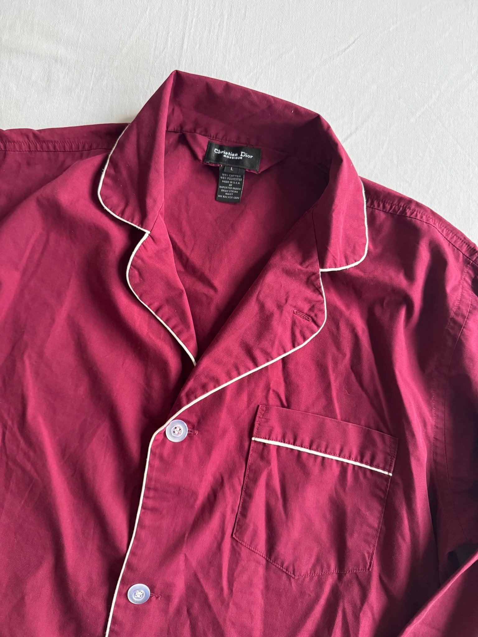 🛌 Pijamale Vintage Christian Dior Monsieur – Burgundy – Mărime L - anbracaminte