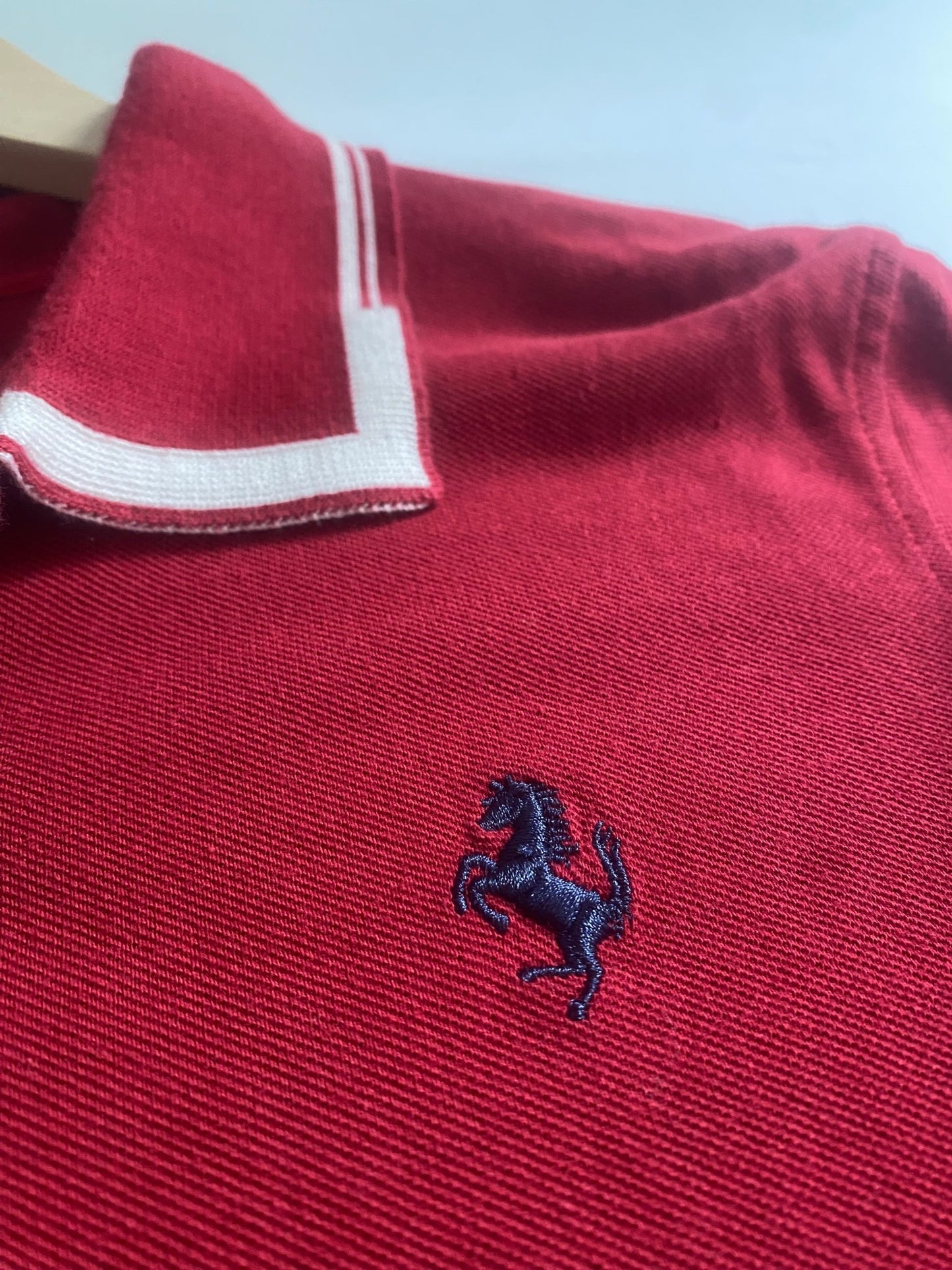 🏁 Polo Vintage Ferrari – Mâneci Lungi, Burgundy, Mărime L - anbracaminte