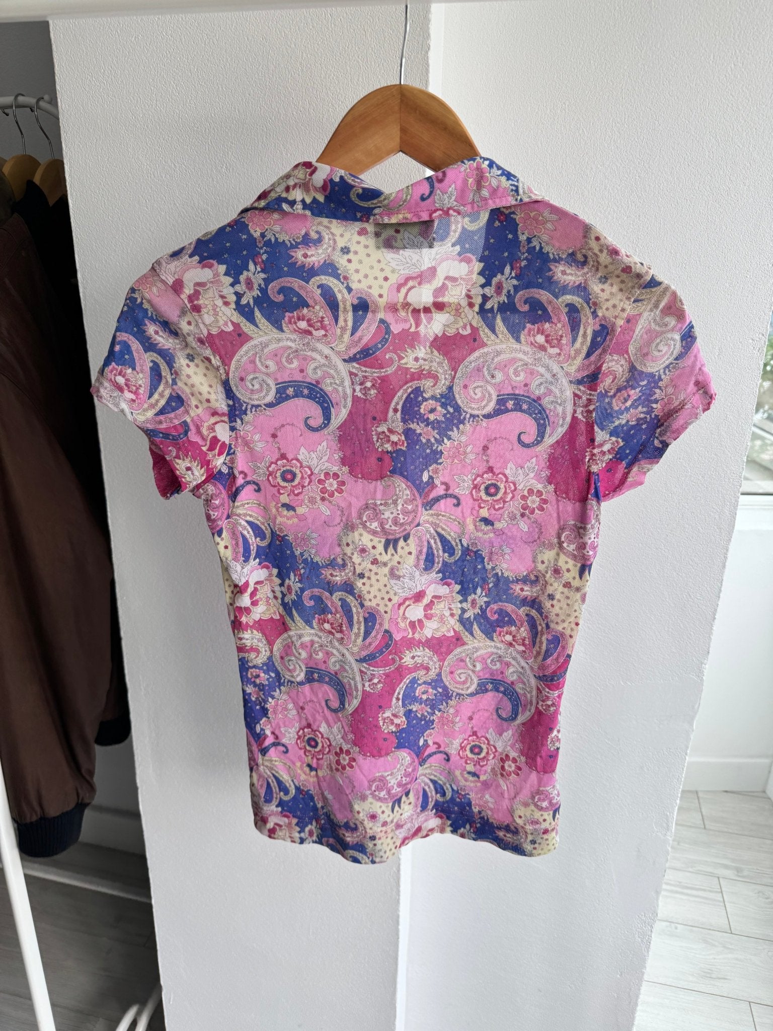 🌷 Polo Y2K Damă Mesh Printed – L - anbracaminte