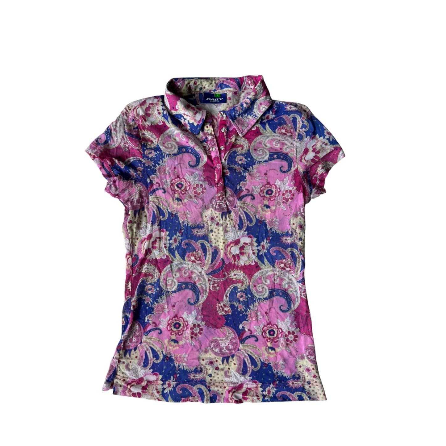 🌷 Polo Y2K Damă Mesh Printed – L - anbracaminte