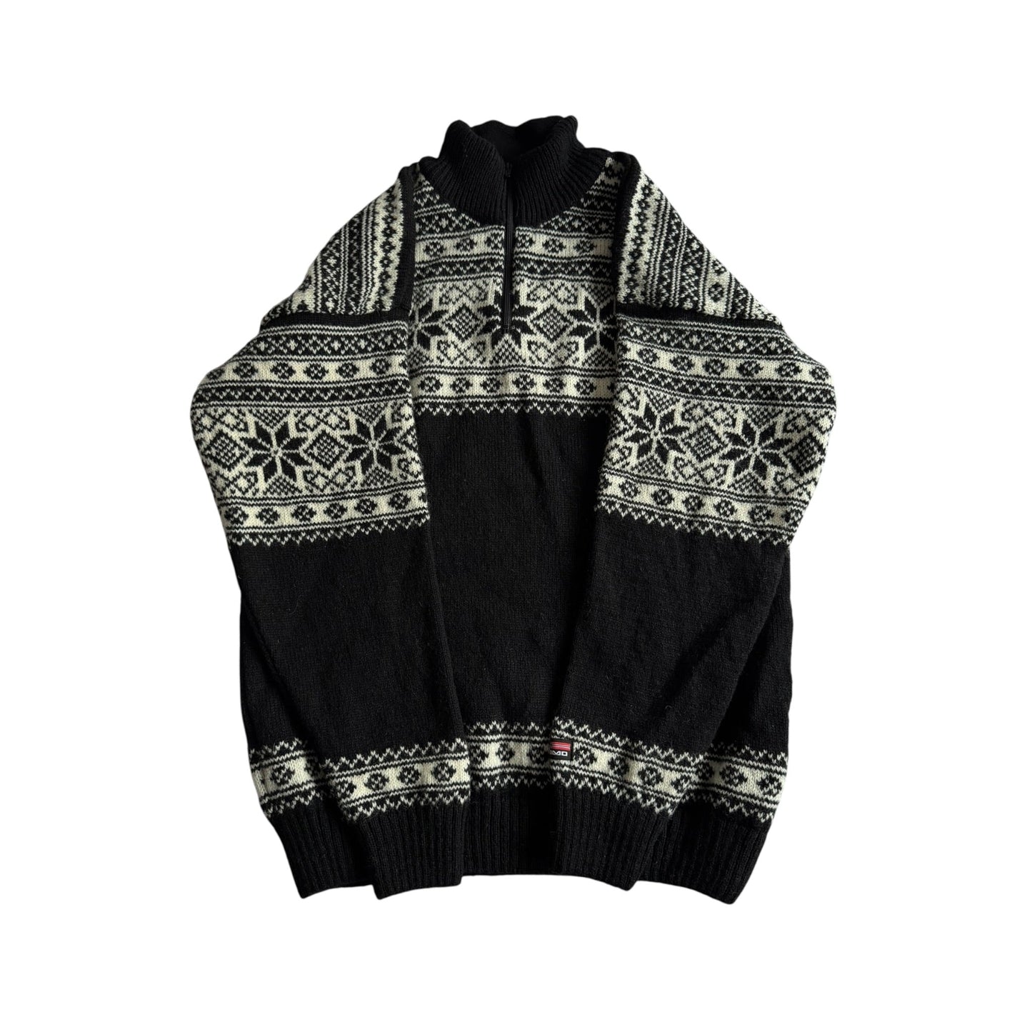 🧶 Pulover Bărbați Eskimo Negru cu Fermoar Scurt din Lână – L - anbracaminte