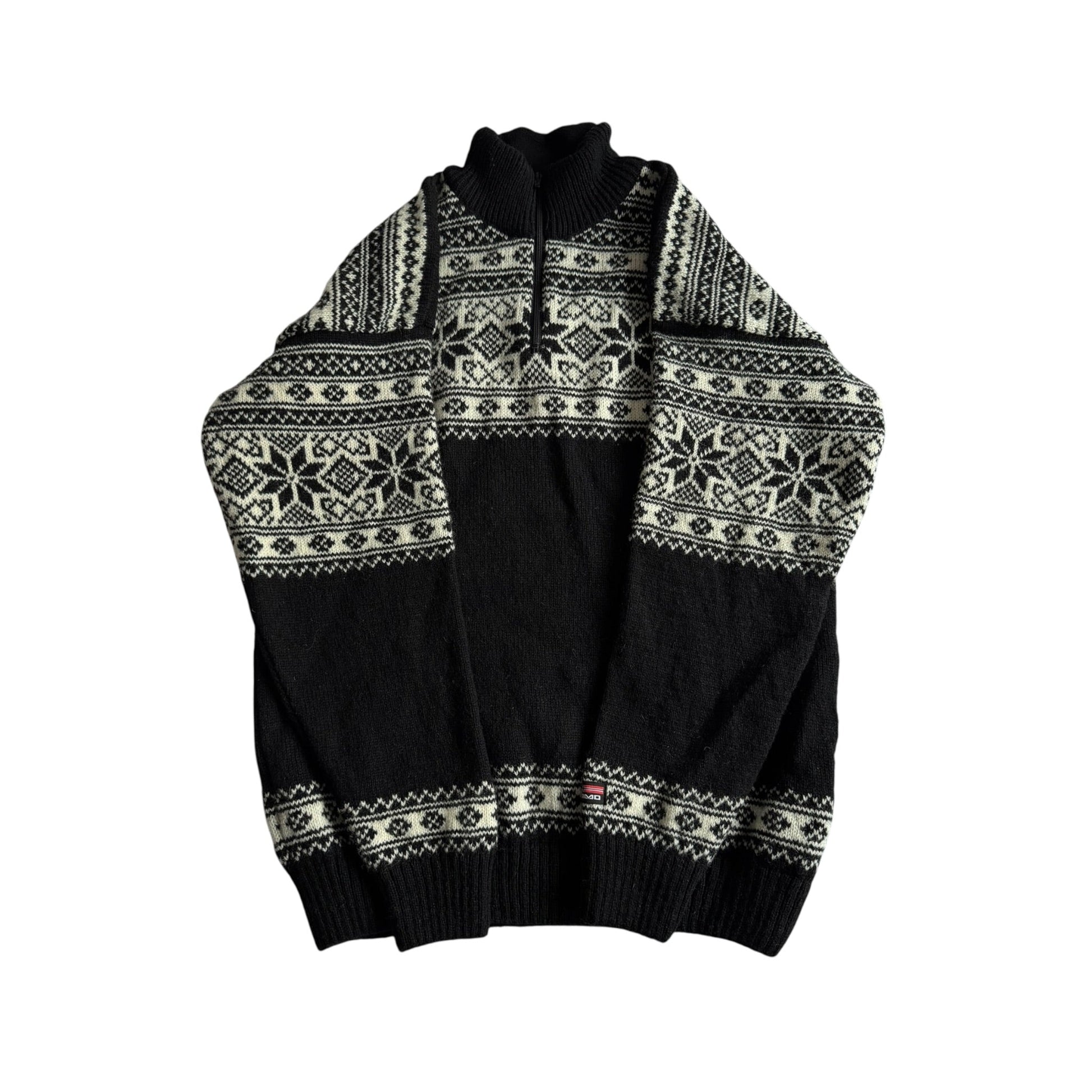 🧶 Pulover Bărbați Eskimo Negru cu Fermoar Scurt din Lână – L - anbracaminte