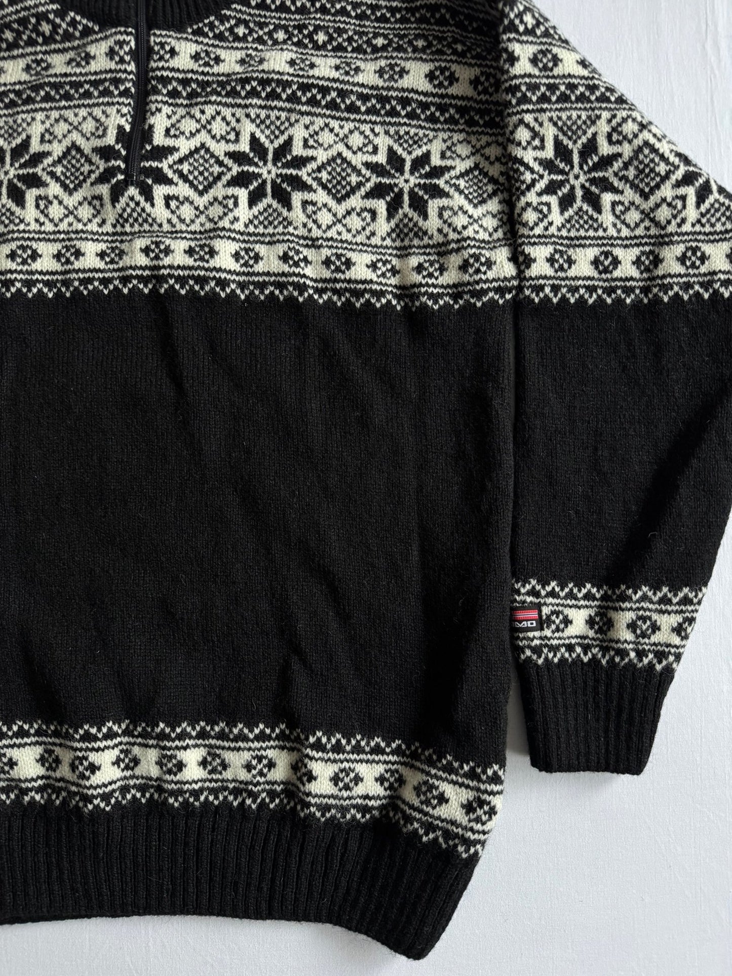 🧶 Pulover Bărbați Eskimo Negru cu Fermoar Scurt din Lână – L - anbracaminte