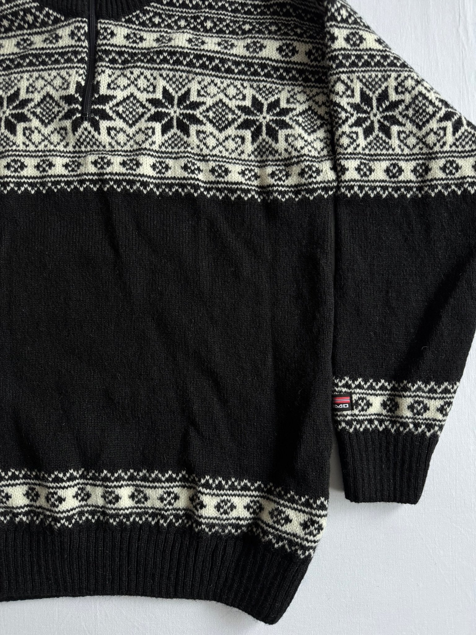 🧶 Pulover Bărbați Eskimo Negru cu Fermoar Scurt din Lână – L - anbracaminte
