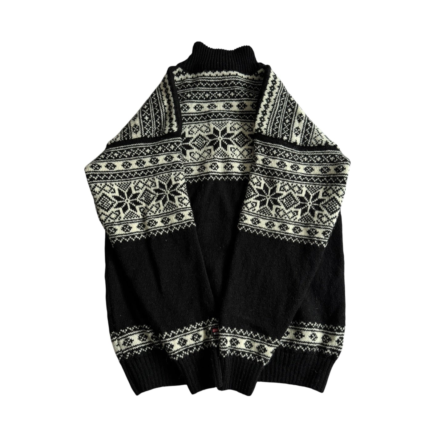 🧶 Pulover Bărbați Eskimo Negru cu Fermoar Scurt din Lână – L - anbracaminte