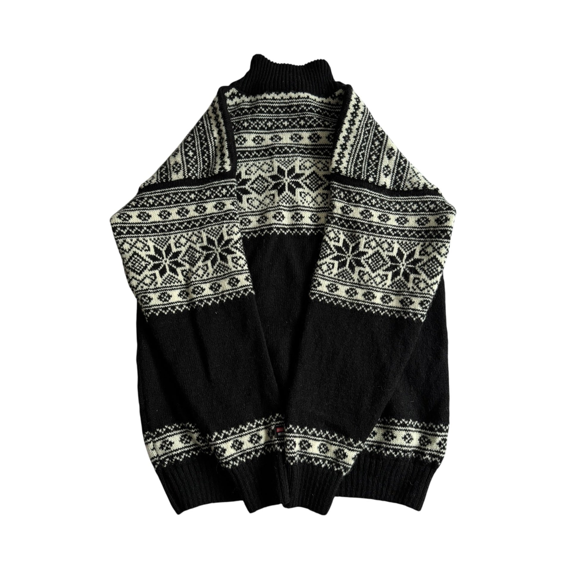 🧶 Pulover Bărbați Eskimo Negru cu Fermoar Scurt din Lână – L - anbracaminte