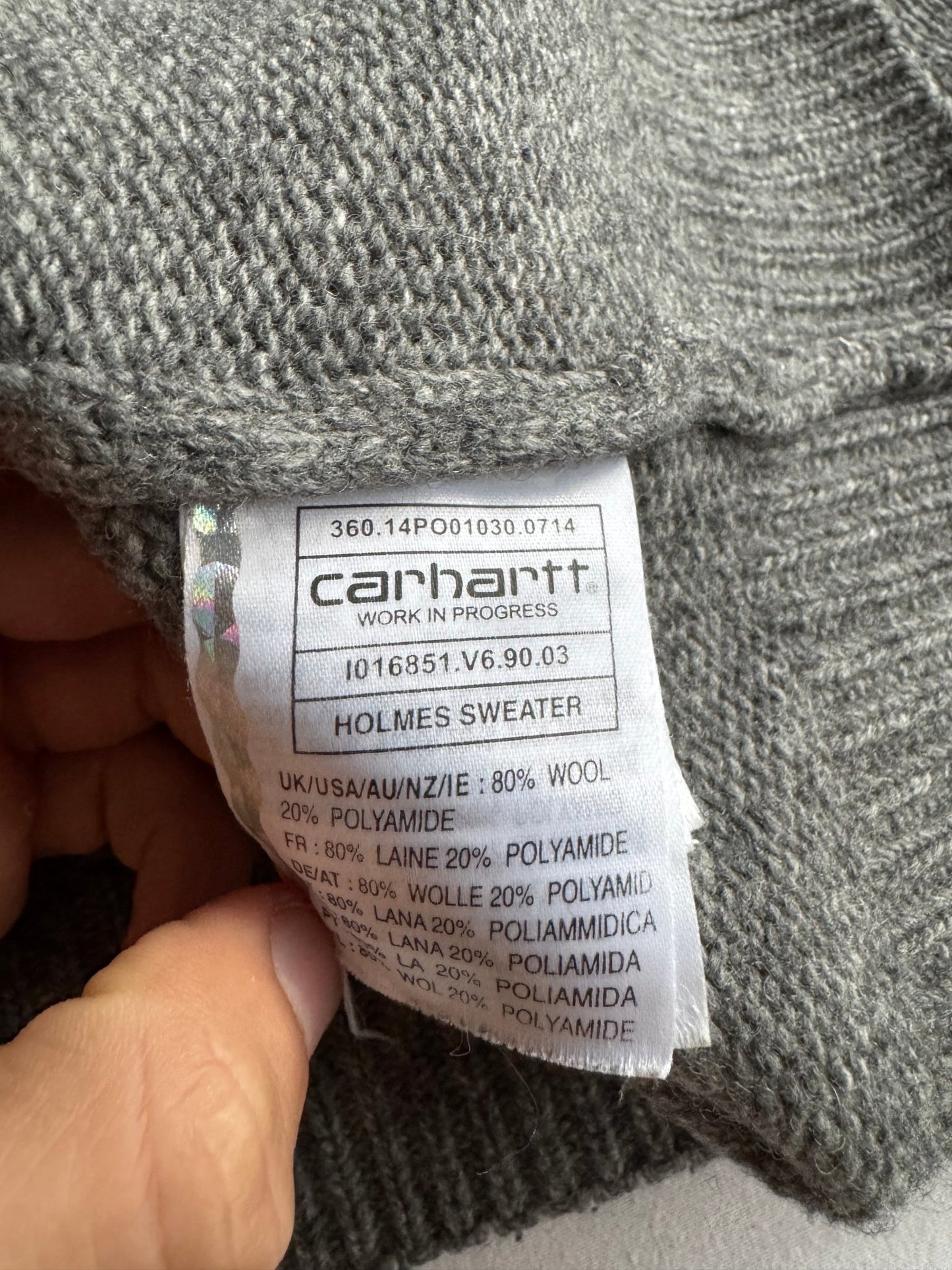 🧶 Pulover Carhartt WIP „Holmes” Gri – Mărime M - anbracaminte