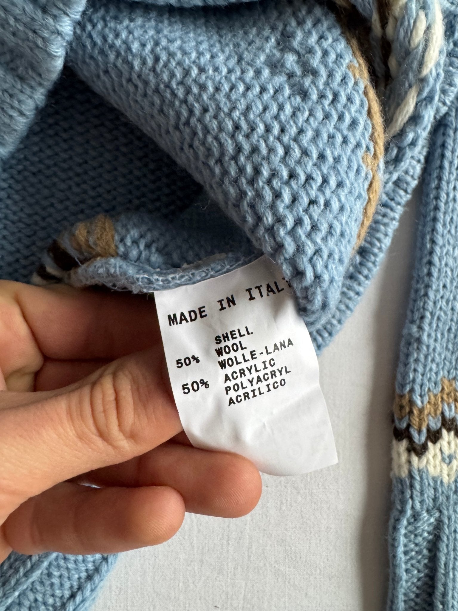 ❄️ Pulover Damă Baby Blue cu Fermoar Full Zip și Model Etnic – XL - anbracaminte