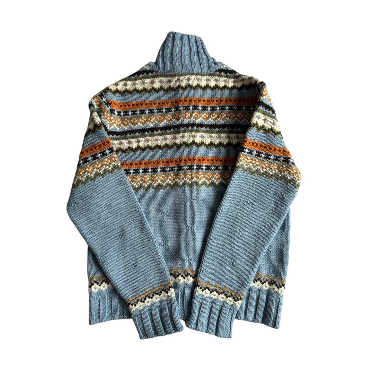 ❄️ Pulover Damă Baby Blue cu Fermoar Full Zip și Model Etnic – XL - anbracaminte