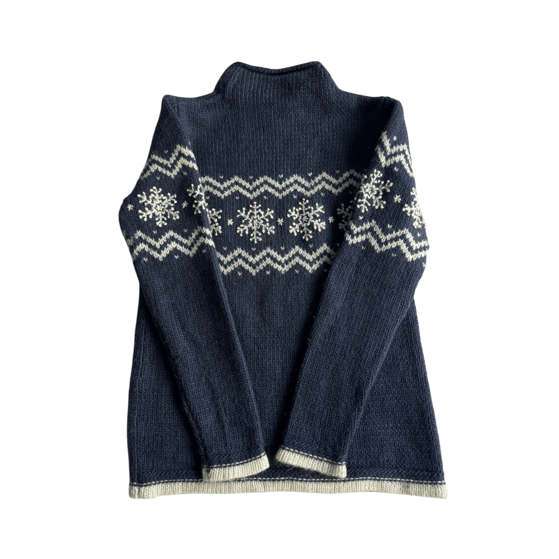 🧶 Pulover Damă Navy cu Model Etnic din Lână – S - anbracaminte