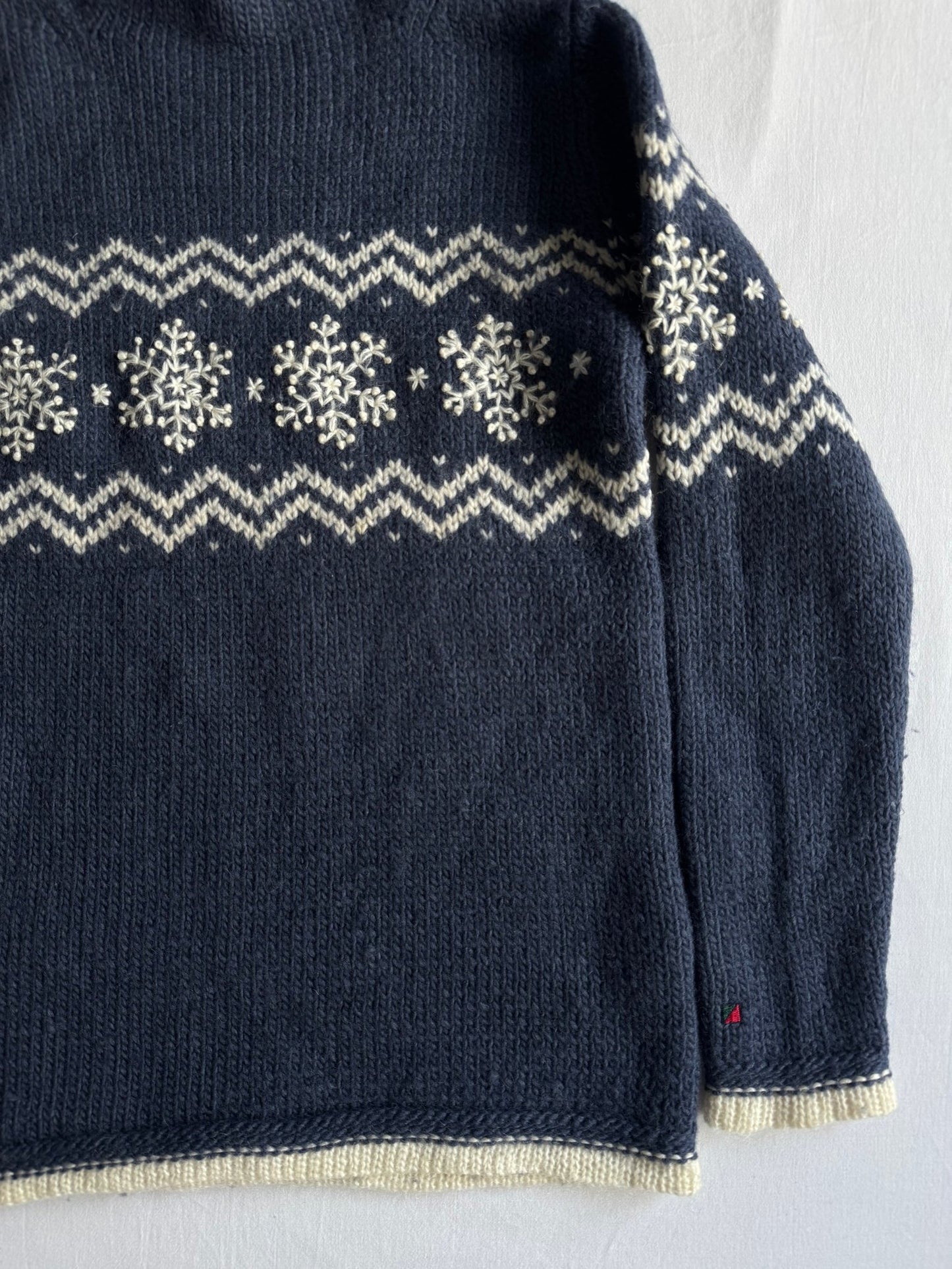 🧶 Pulover Damă Navy cu Model Etnic din Lână – S - anbracaminte