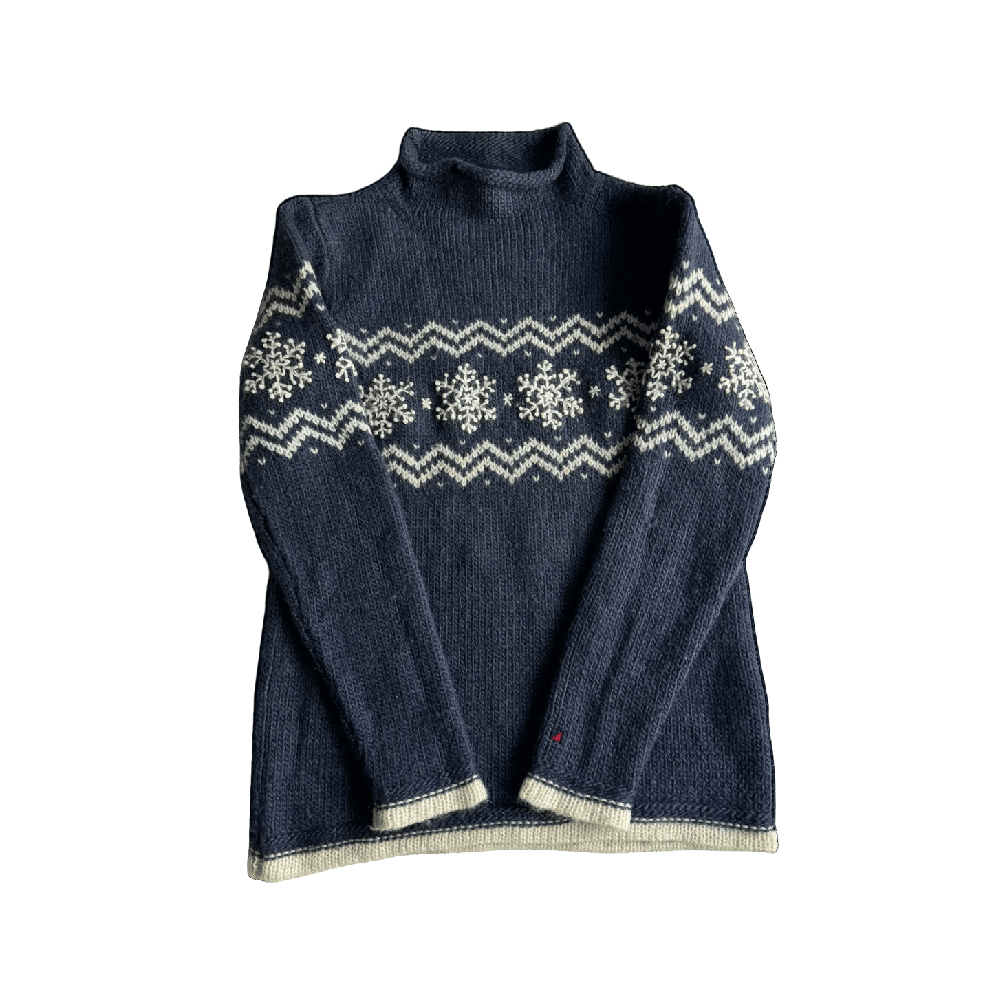 🧶 Pulover Damă Navy cu Model Etnic din Lână – S - anbracaminte