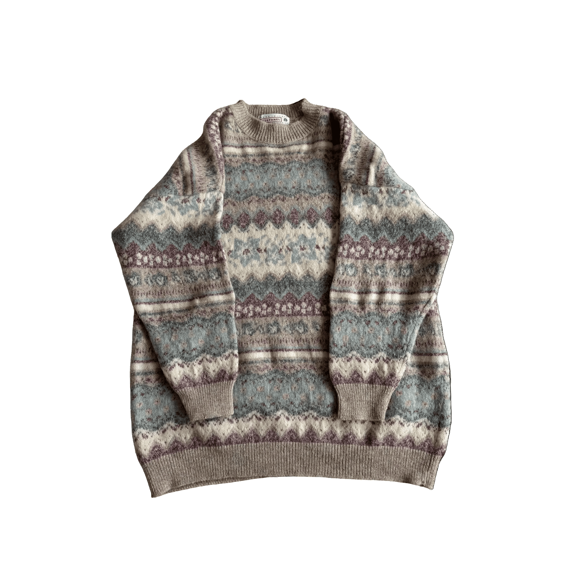 🧶 Pulover Damă Stefanel cu Model Etnic din Lână Virgină – M - anbracaminte