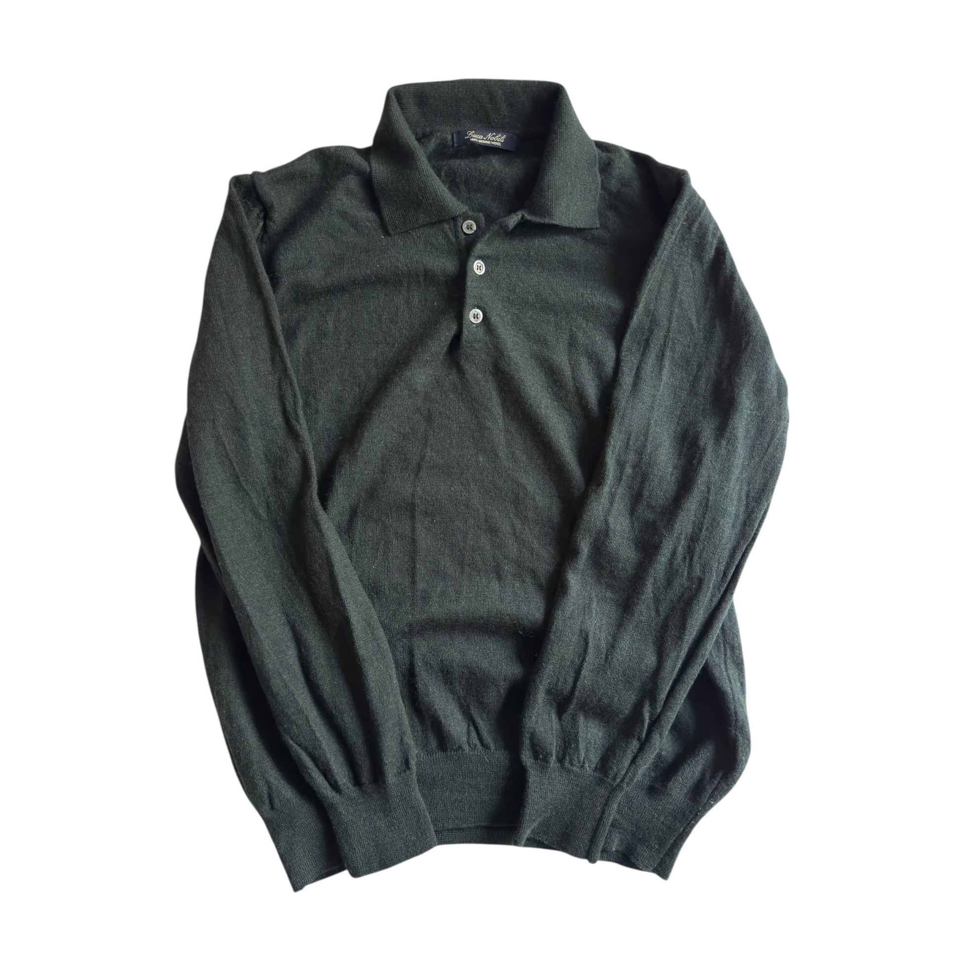 🐑 Pulover Dark Green cu Guler Polo și 3 Nasturi – Mărimea L Femei - anbracaminte