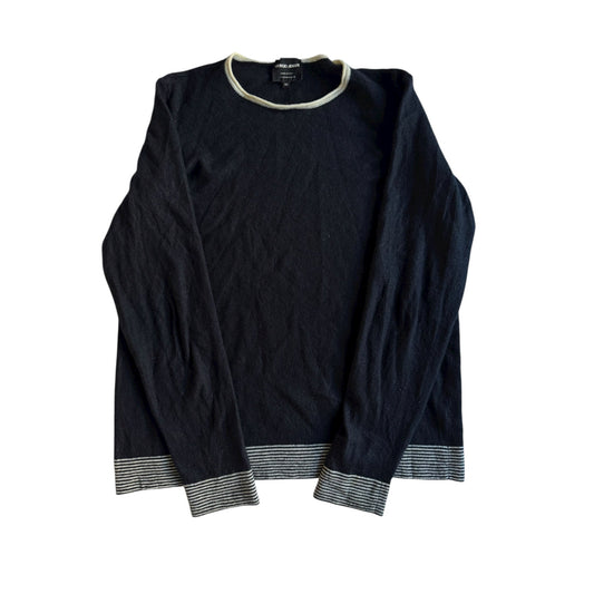 ⚓️ Pulover Giorgio Armani Bleumarin / Cashmere cu Manșete în Dungi (Mărime S Bărbați) - anbracaminte