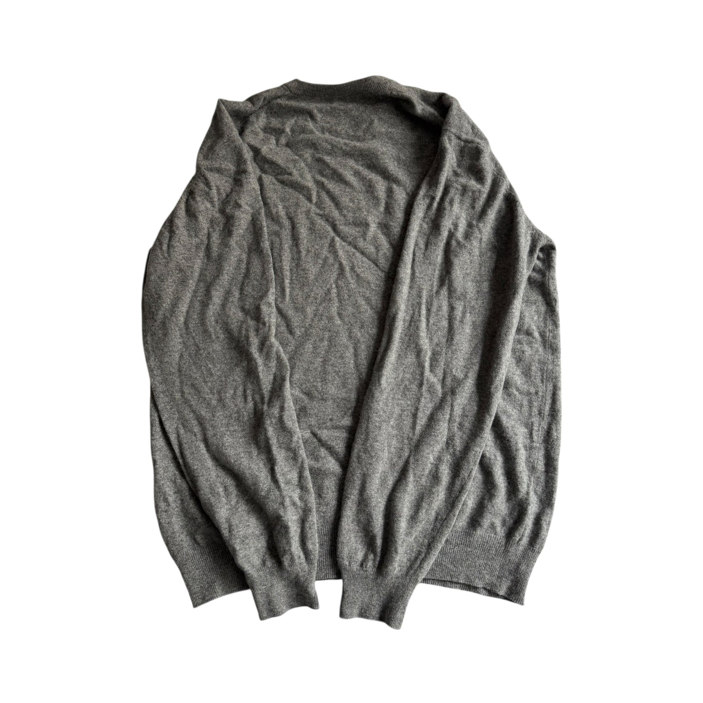 🩶 Pulover Gri cu Guler în V – Amestec Merino, Angora & Cașmir – Mărime L - anbracaminte