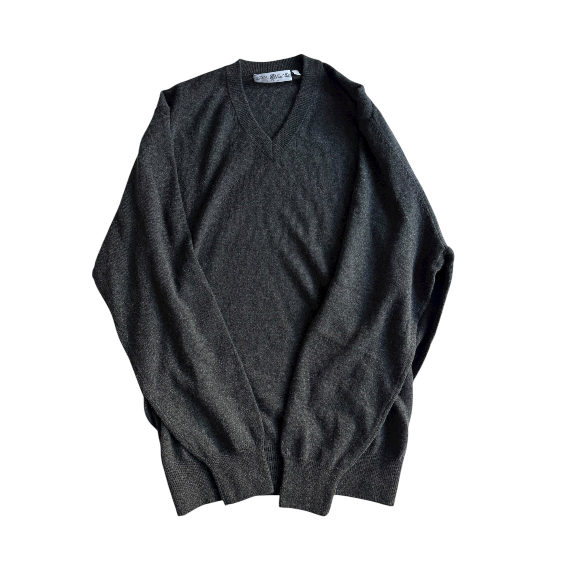 🧶 Pulover Gri - Silk + Cashmere Blend / V - Neck (Mărime L) - anbracaminte