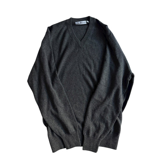 🧶 Pulover Gri - Silk + Cashmere Blend / V - Neck (Mărime L) - anbracaminte