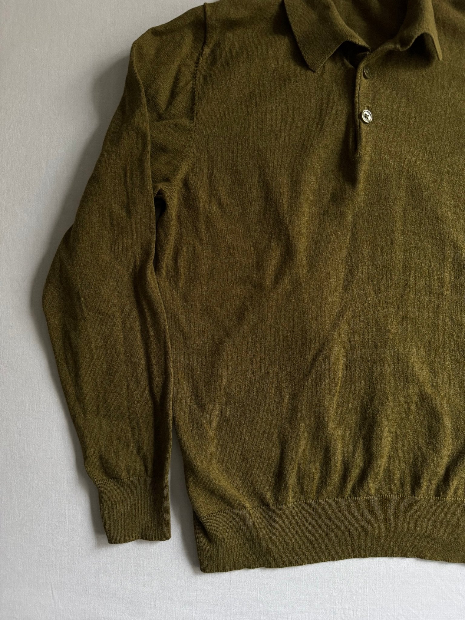 🫒 Pulover Guler Polo cu Mâneci Lungi – Culoare Olive – Mărime L - anbracaminte