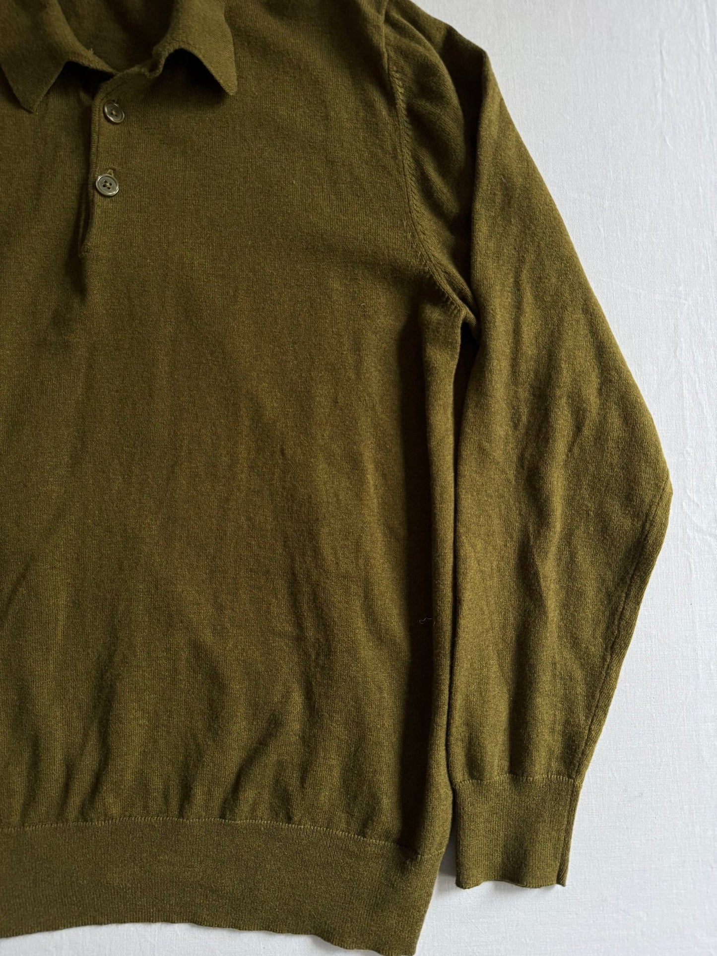 🫒 Pulover Guler Polo cu Mâneci Lungi – Culoare Olive – Mărime L - anbracaminte