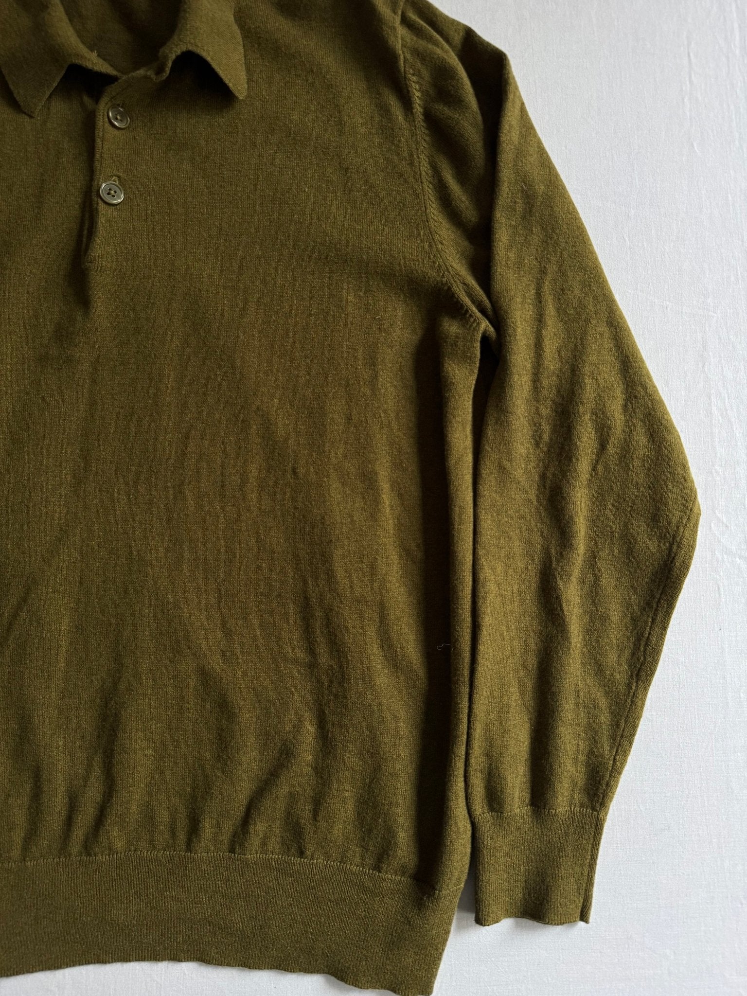 🫒 Pulover Guler Polo cu Mâneci Lungi – Culoare Olive – Mărime L - anbracaminte