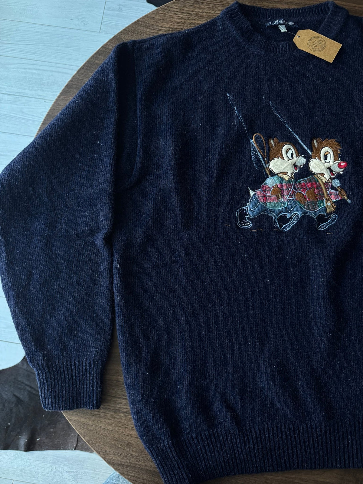Pulover Lână Bleumarin Vintage Bărbați | Chip and Dale | L - anbracaminte