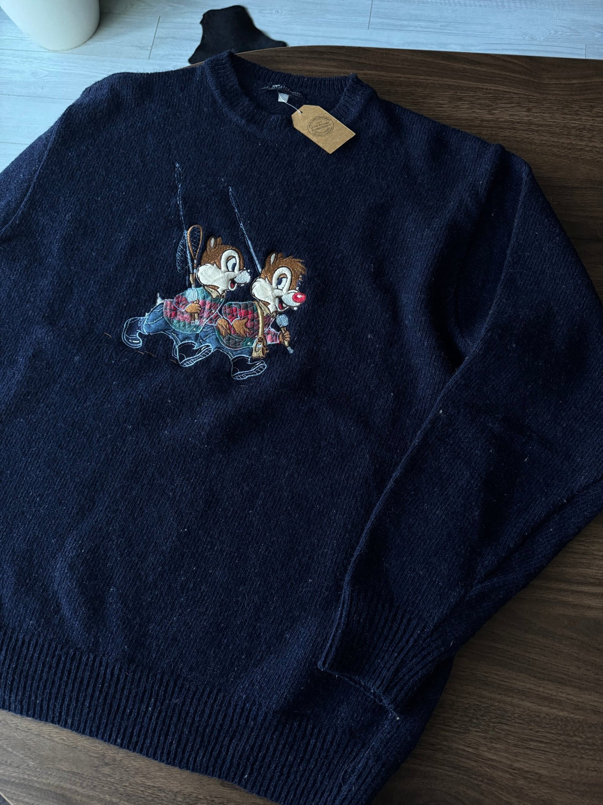 Pulover Lână Bleumarin Vintage Bărbați | Chip and Dale | L - anbracaminte