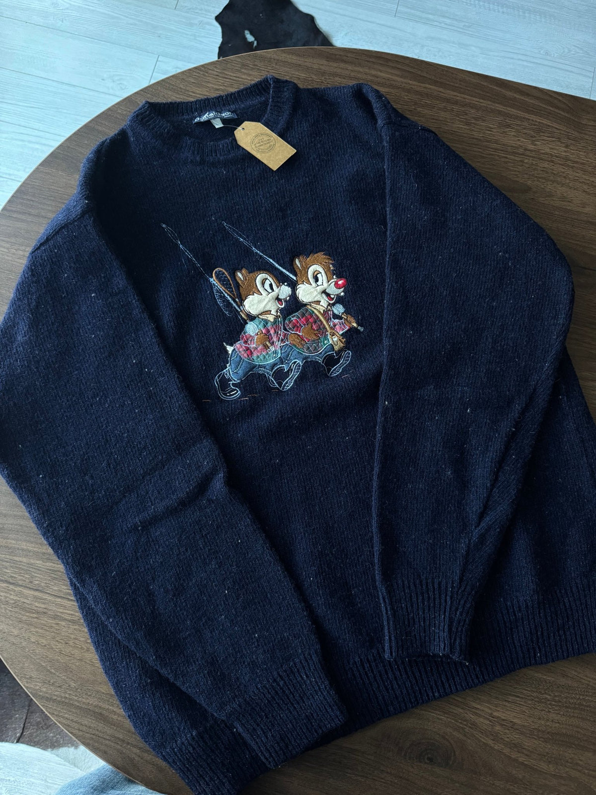 Pulover Lână Bleumarin Vintage Bărbați | Chip and Dale | L - anbracaminte