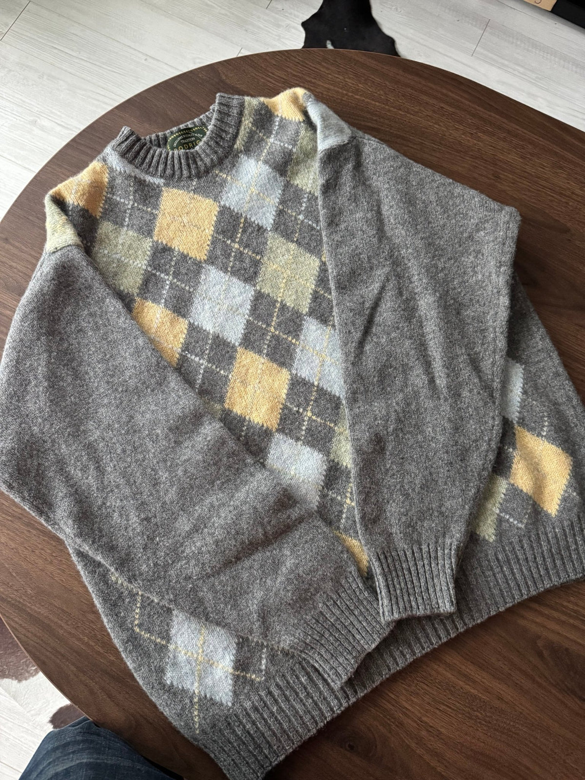 Pulover Lână Gri Vintage Bărbați | Argyle | L (54) - anbracaminte