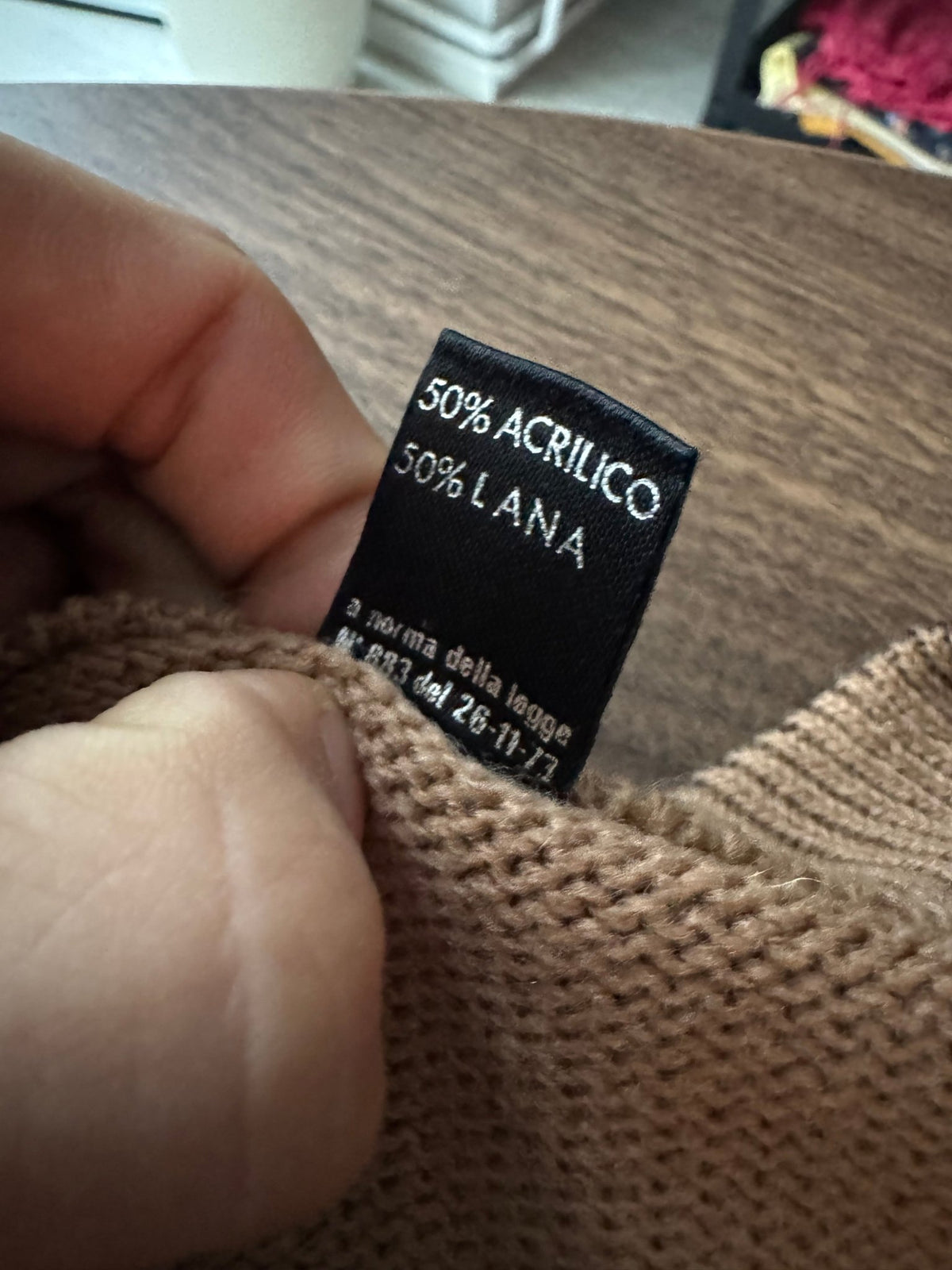 Pulover Lână Maro-Crem Vintage ’80 Bărbați | V Neck | M (48) - anbracaminte