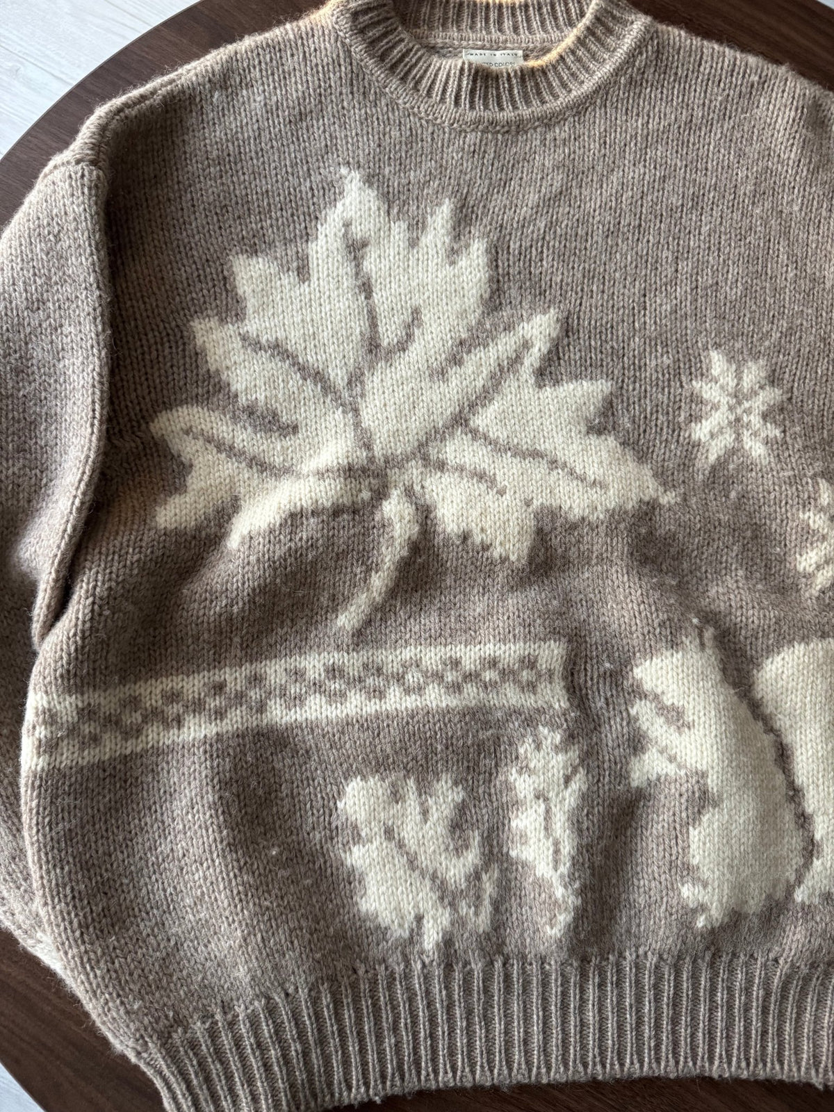Pulover Lână Shetland Vintage Bărbați | Motive Natură | M - anbracaminte