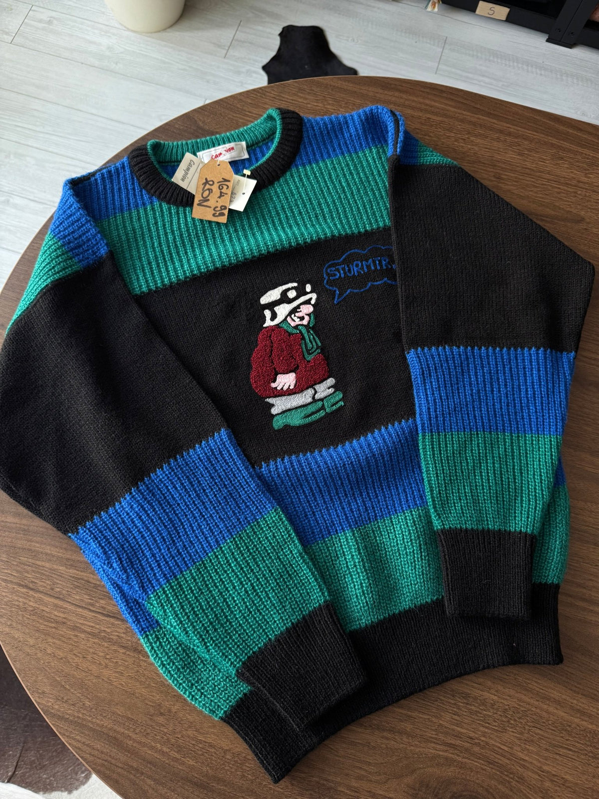 Pulover Lână Vintage ’80 Bărbați | Model Grafic | M (48) - anbracaminte