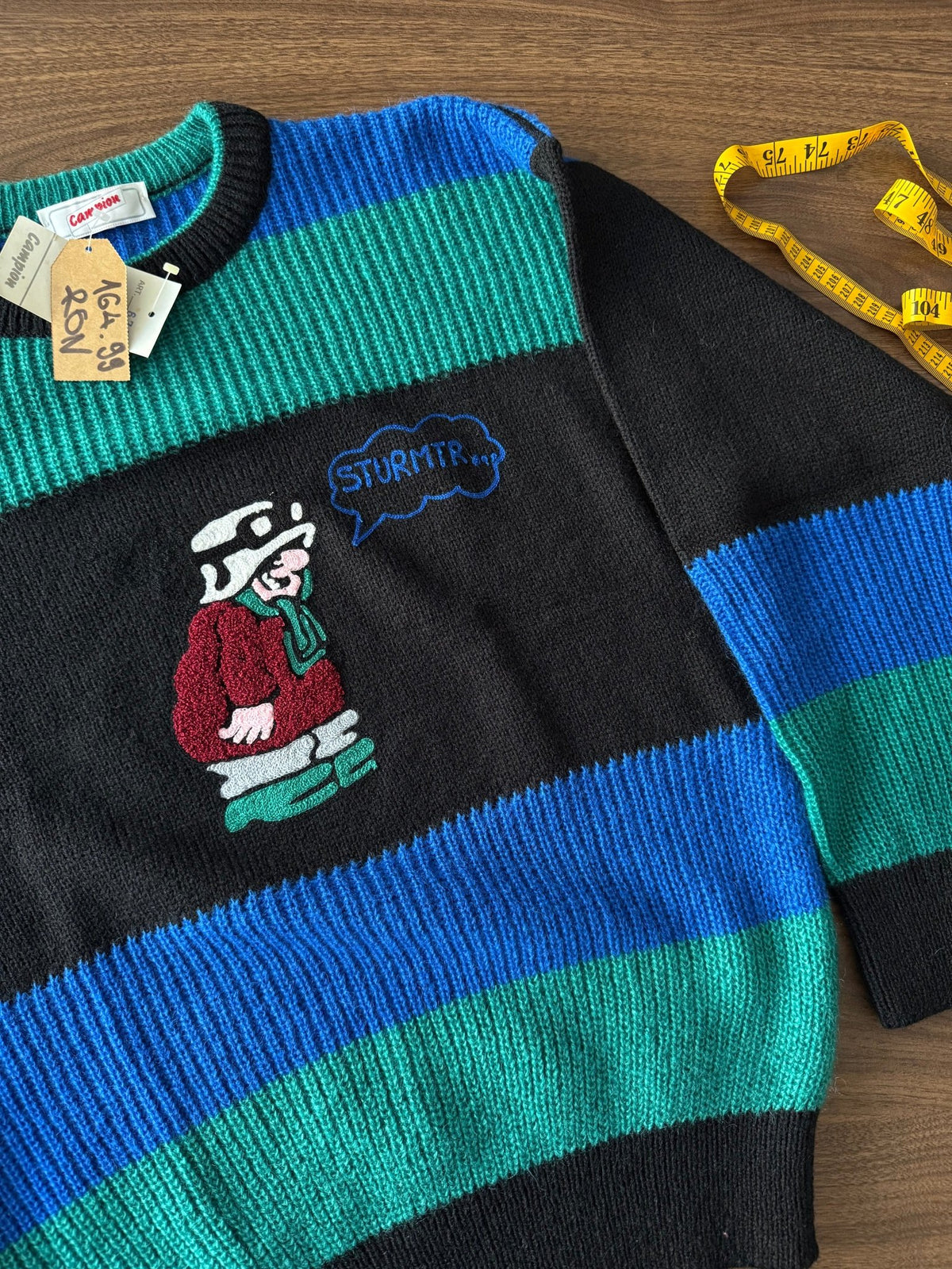 Pulover Lână Vintage ’80 Bărbați | Model Grafic | M (48) - anbracaminte