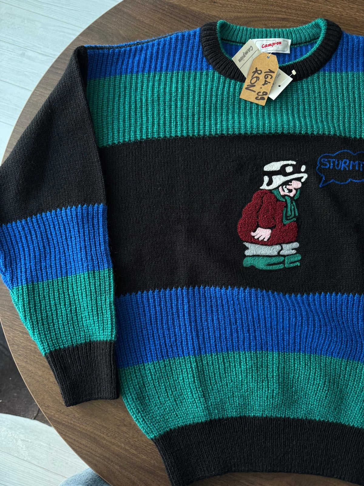 Pulover Lână Vintage ’80 Bărbați | Model Grafic | M (48) - anbracaminte