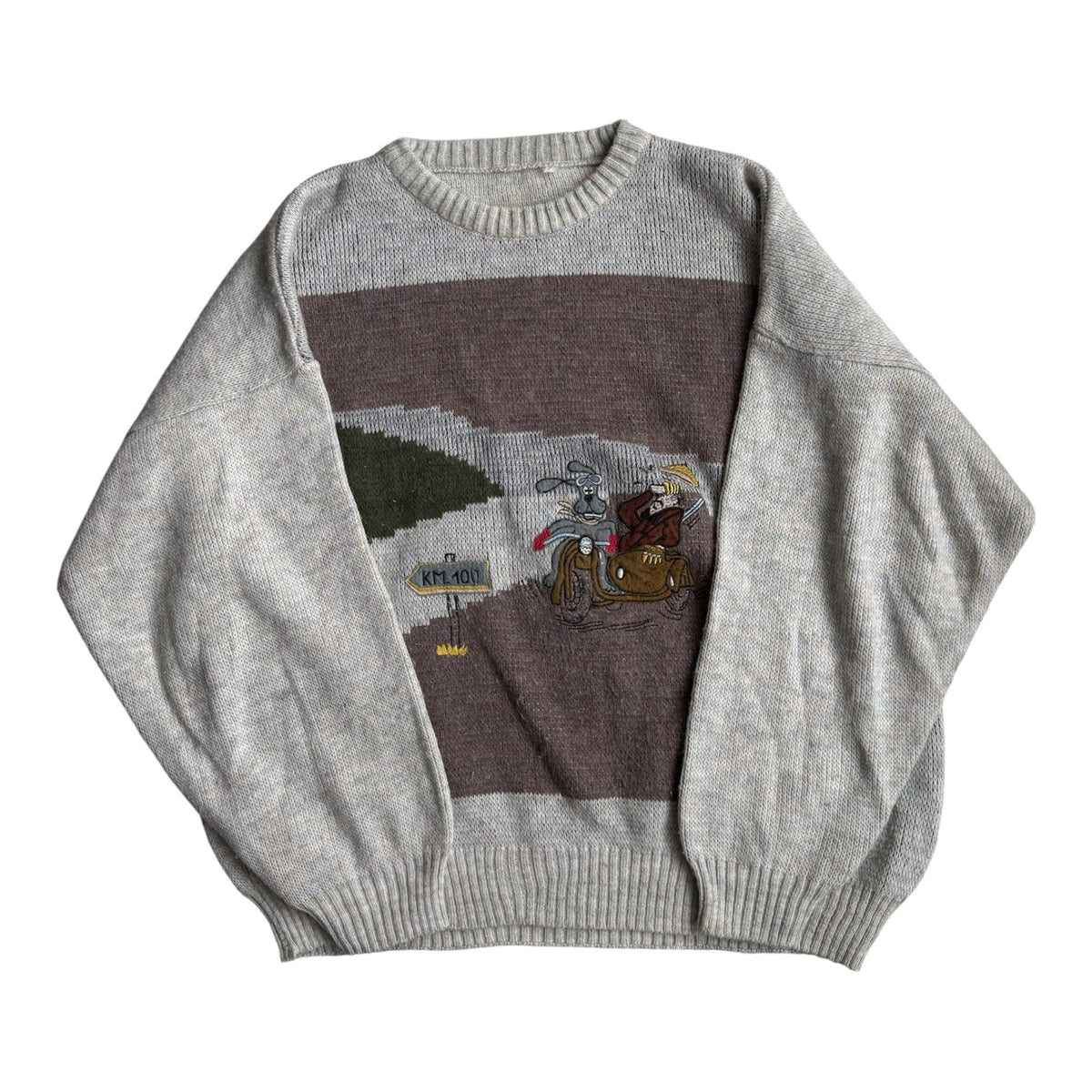 Pulover Lână Vintage Bărbați | Broderie Grafică | L/XL - anbracaminte