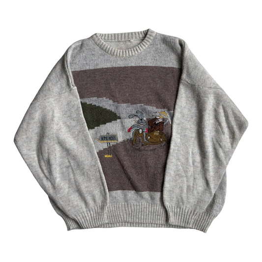 Pulover Lână Vintage Bărbați | Broderie Grafică | L/XL - anbracaminte