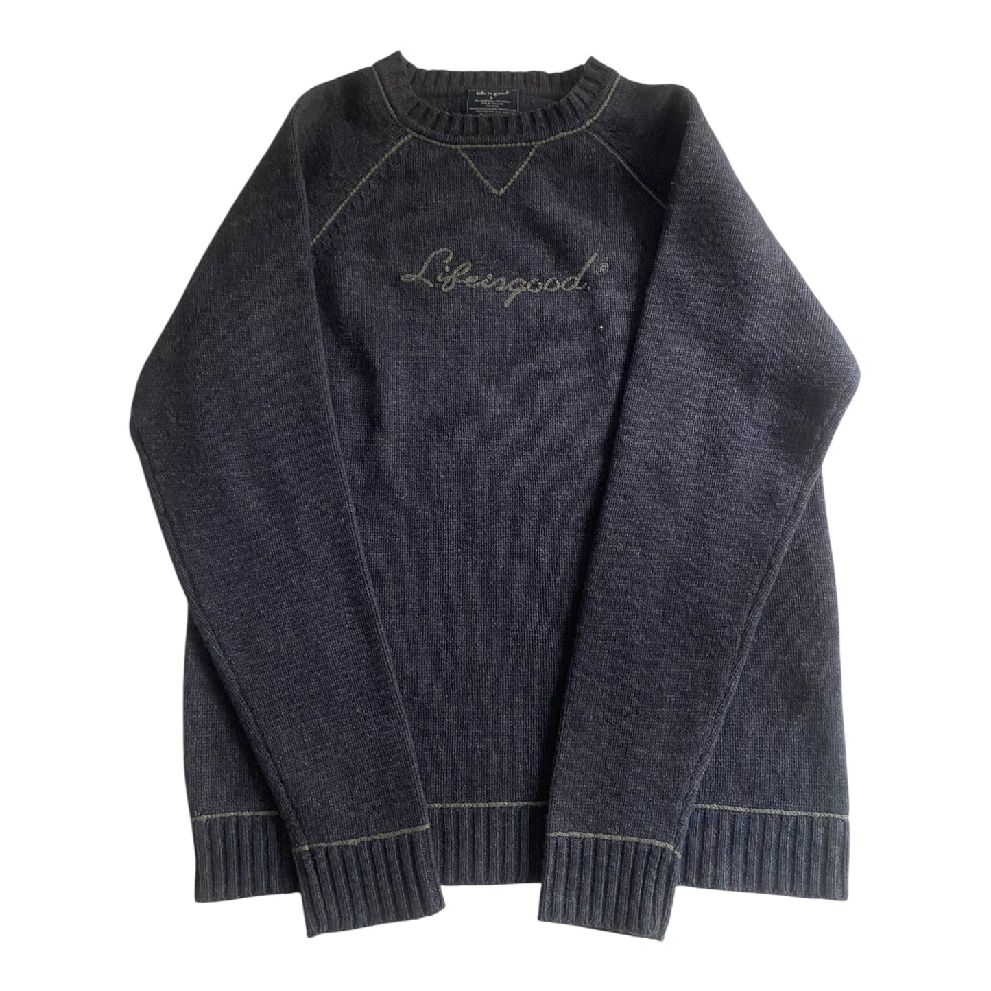 🐑 Pulover Lifeisgood – Light Navy – 80% Lambswool – Men’s L - anbracaminte