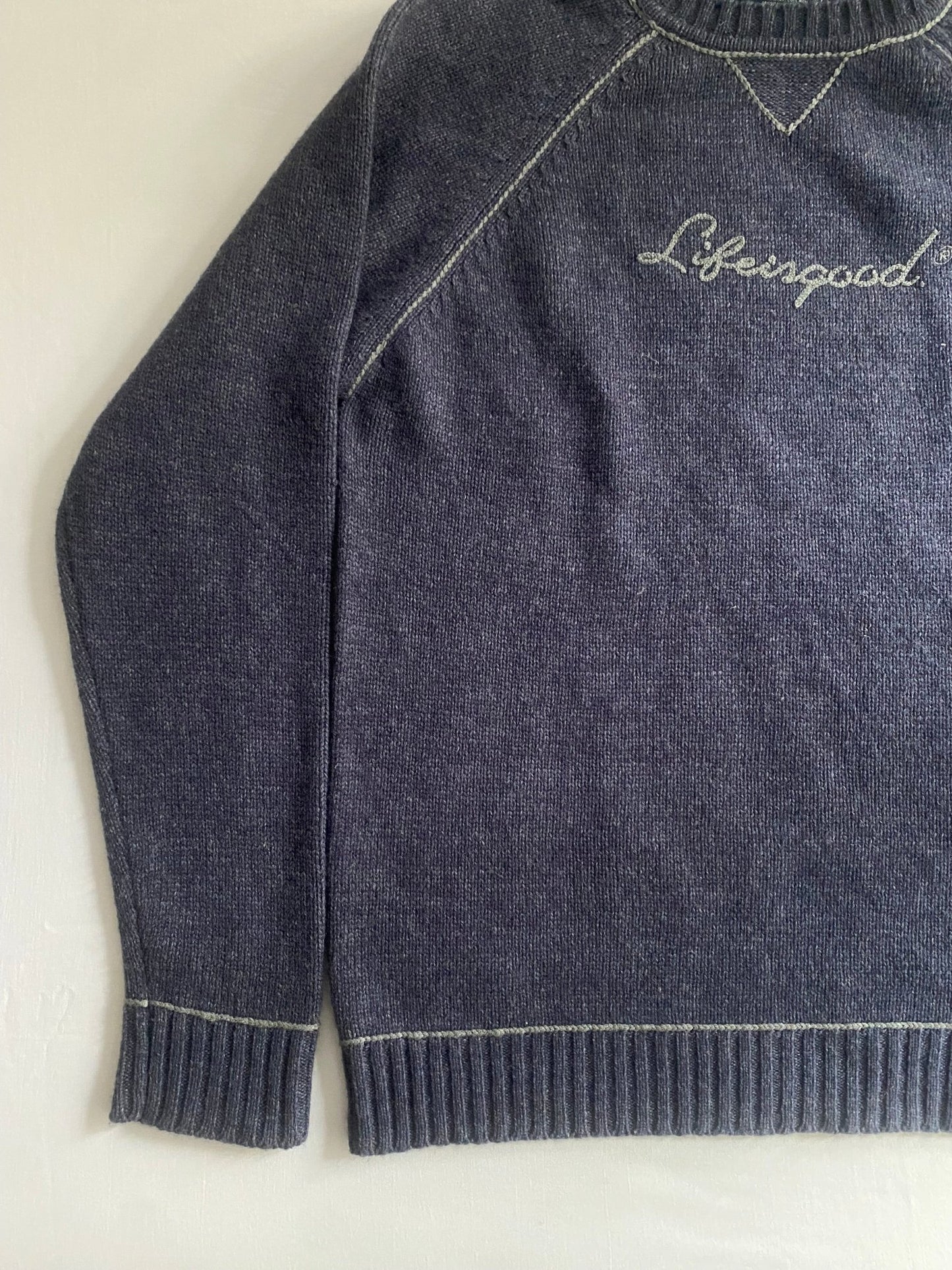 🐑 Pulover Lifeisgood – Light Navy – 80% Lambswool – Men’s L - anbracaminte