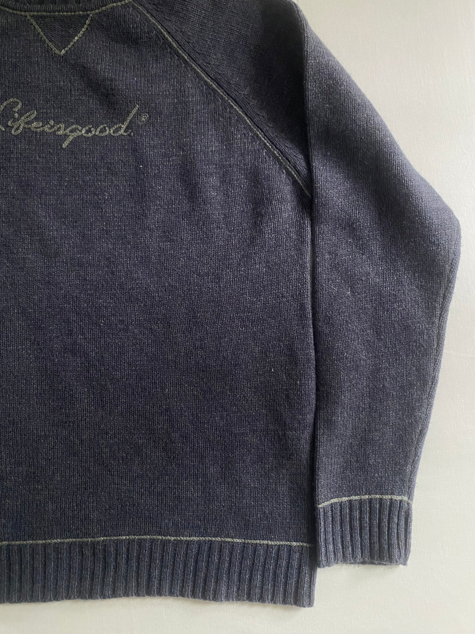🐑 Pulover Lifeisgood – Light Navy – 80% Lambswool – Men’s L - anbracaminte