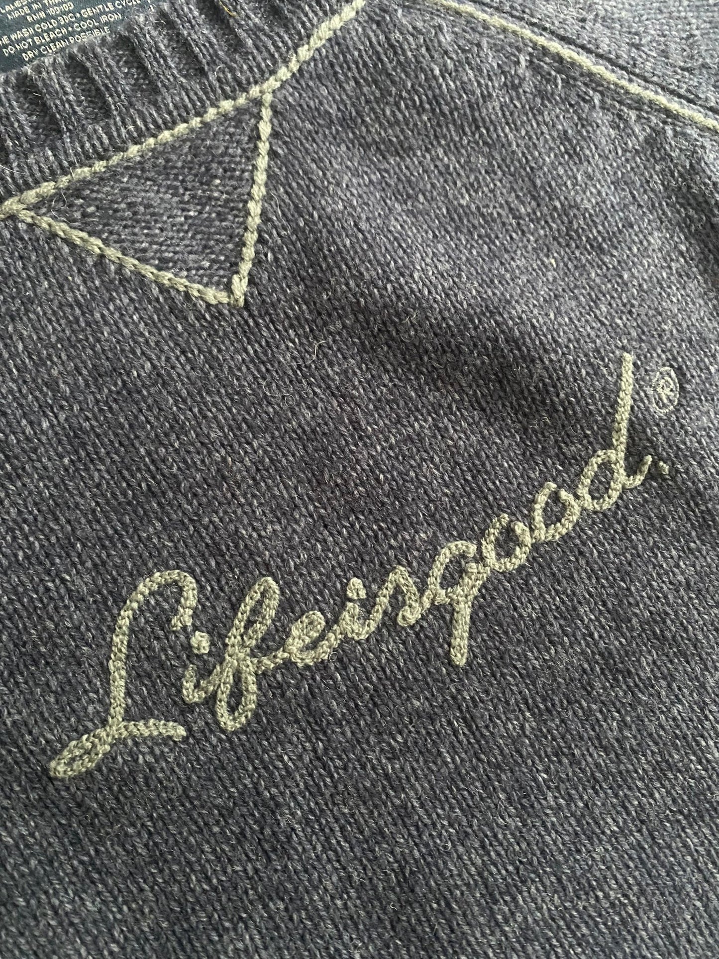 🐑 Pulover Lifeisgood – Light Navy – 80% Lambswool – Men’s L - anbracaminte